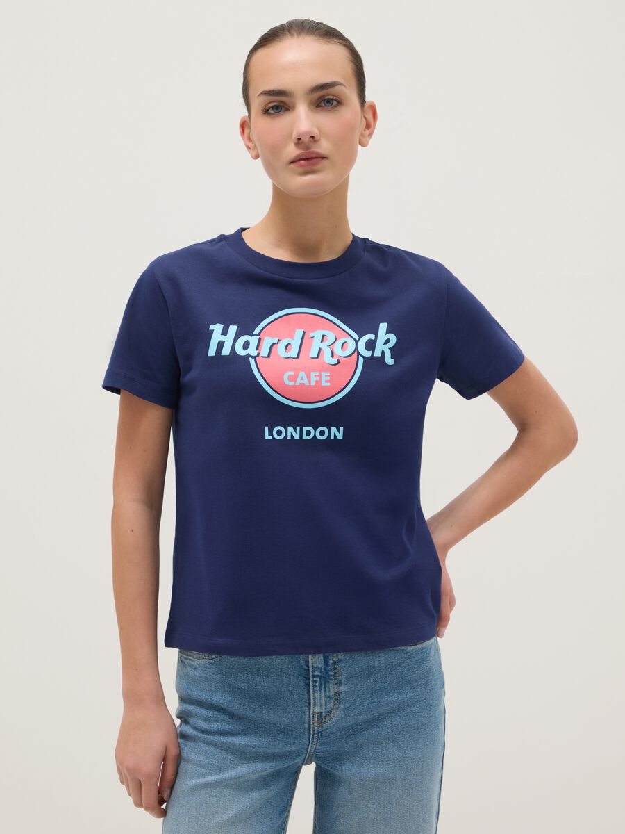 Blue pure cotton t-shirt regular fit with Hard Rock Cafe logo_0