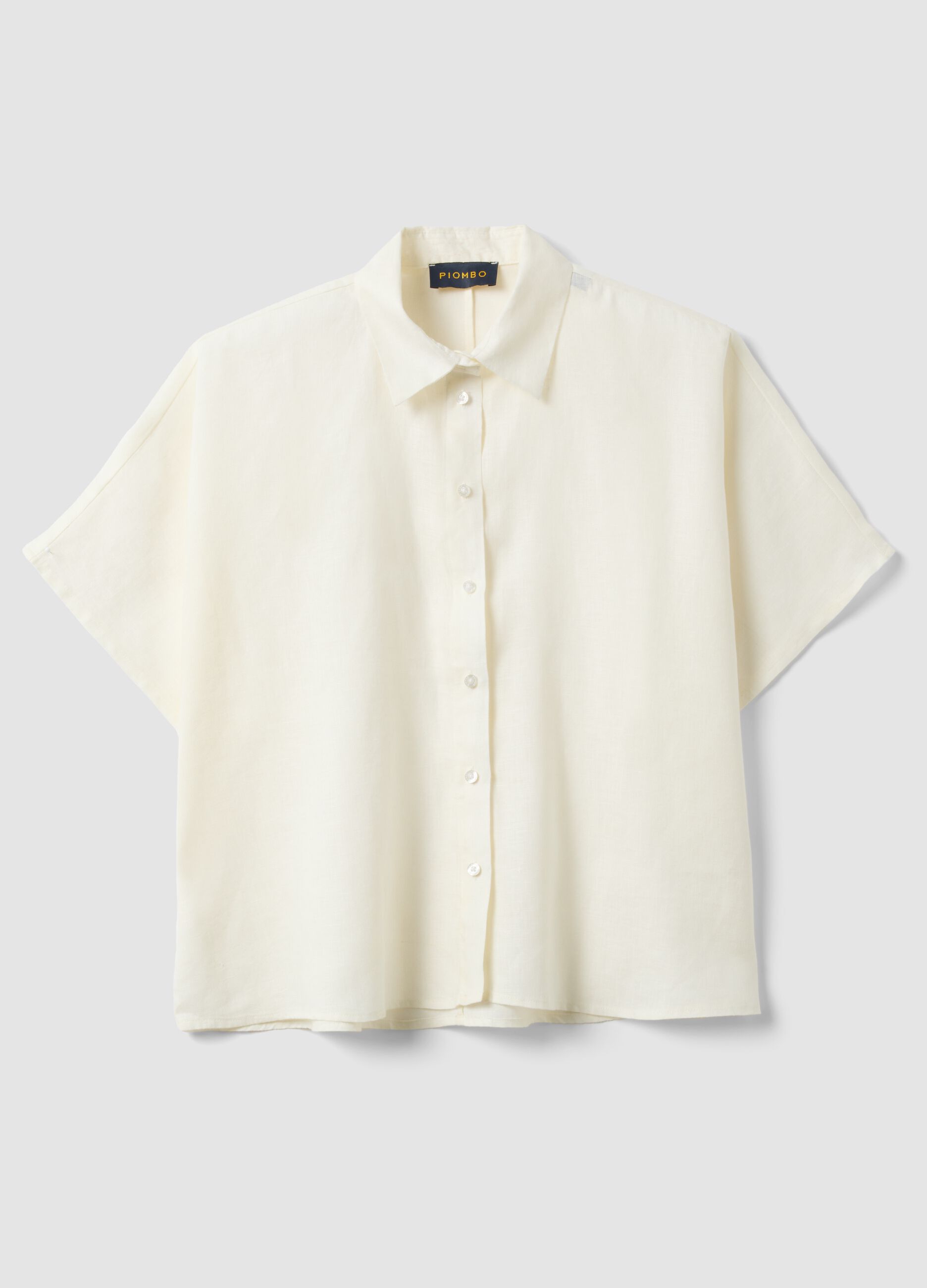 White pure linen regular-fit shirt