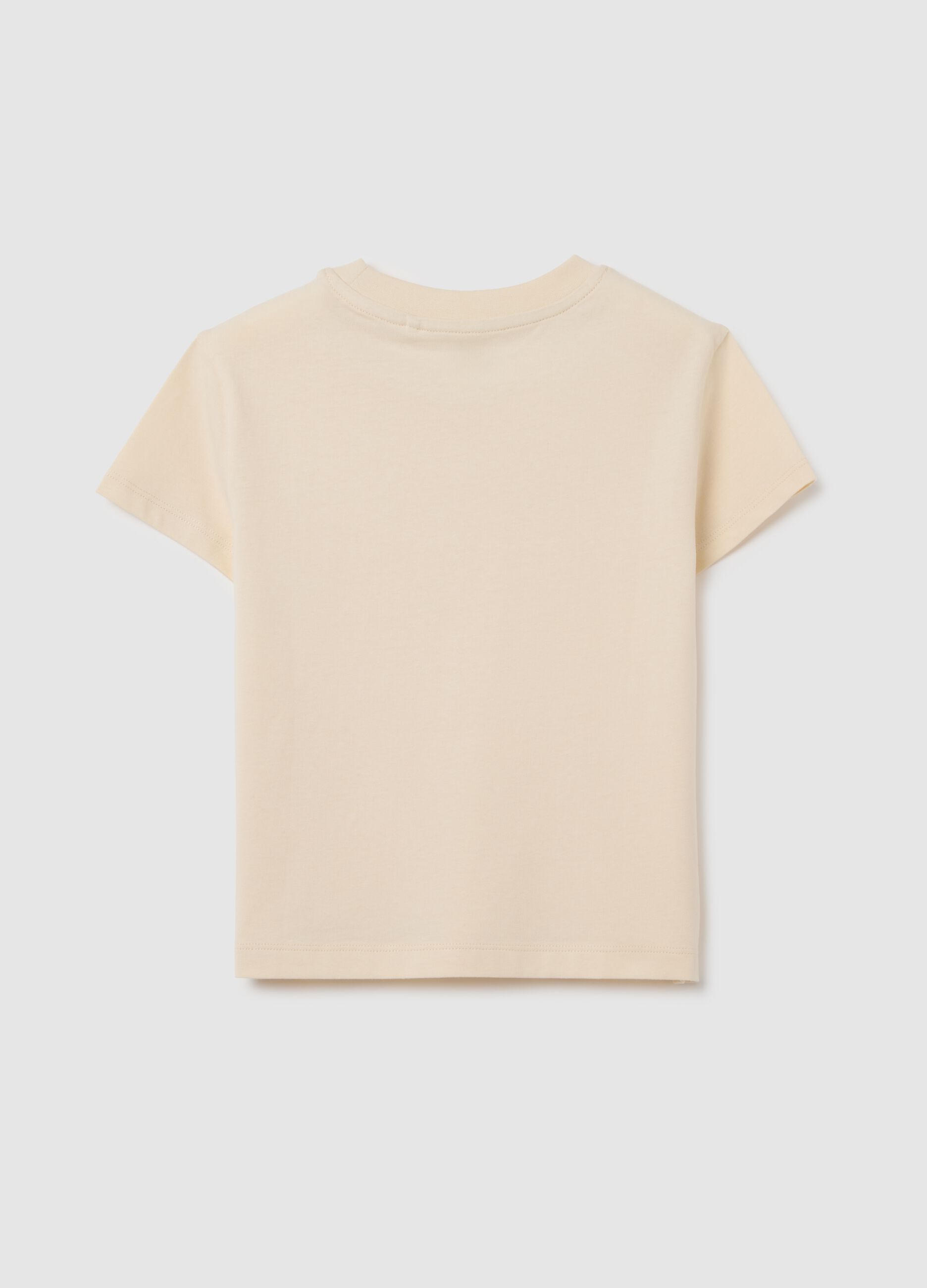 Girls' beige cotton T-shirt regular fit