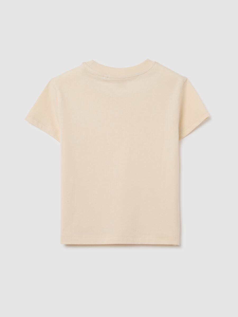 T-shirt da ragazza in puro cotone beige regular fit_4