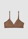 Beige triangle bra with removable padding in stretch fabric_0