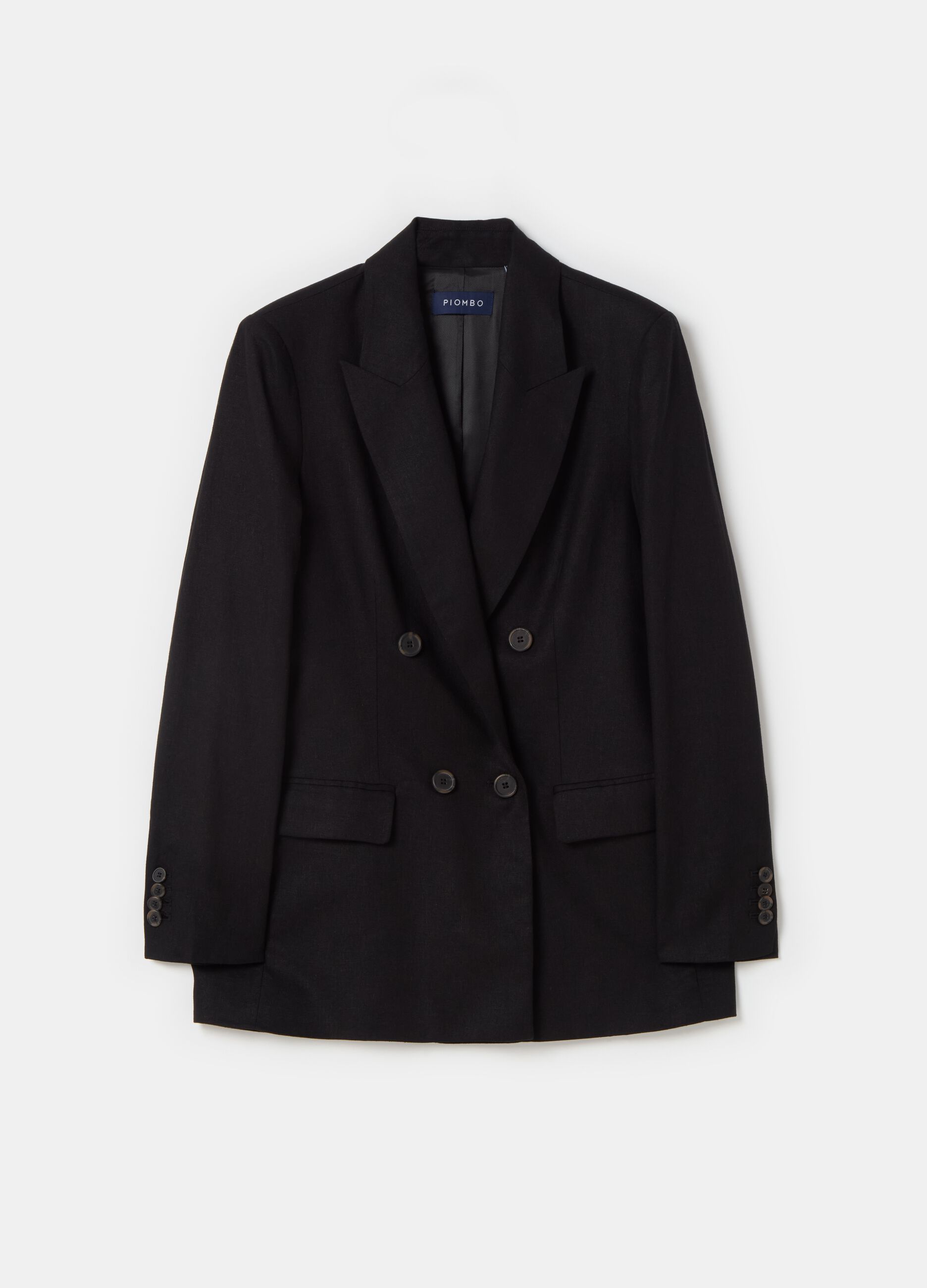 Blazer doppiopetto in lino e viscosa PIOMBO