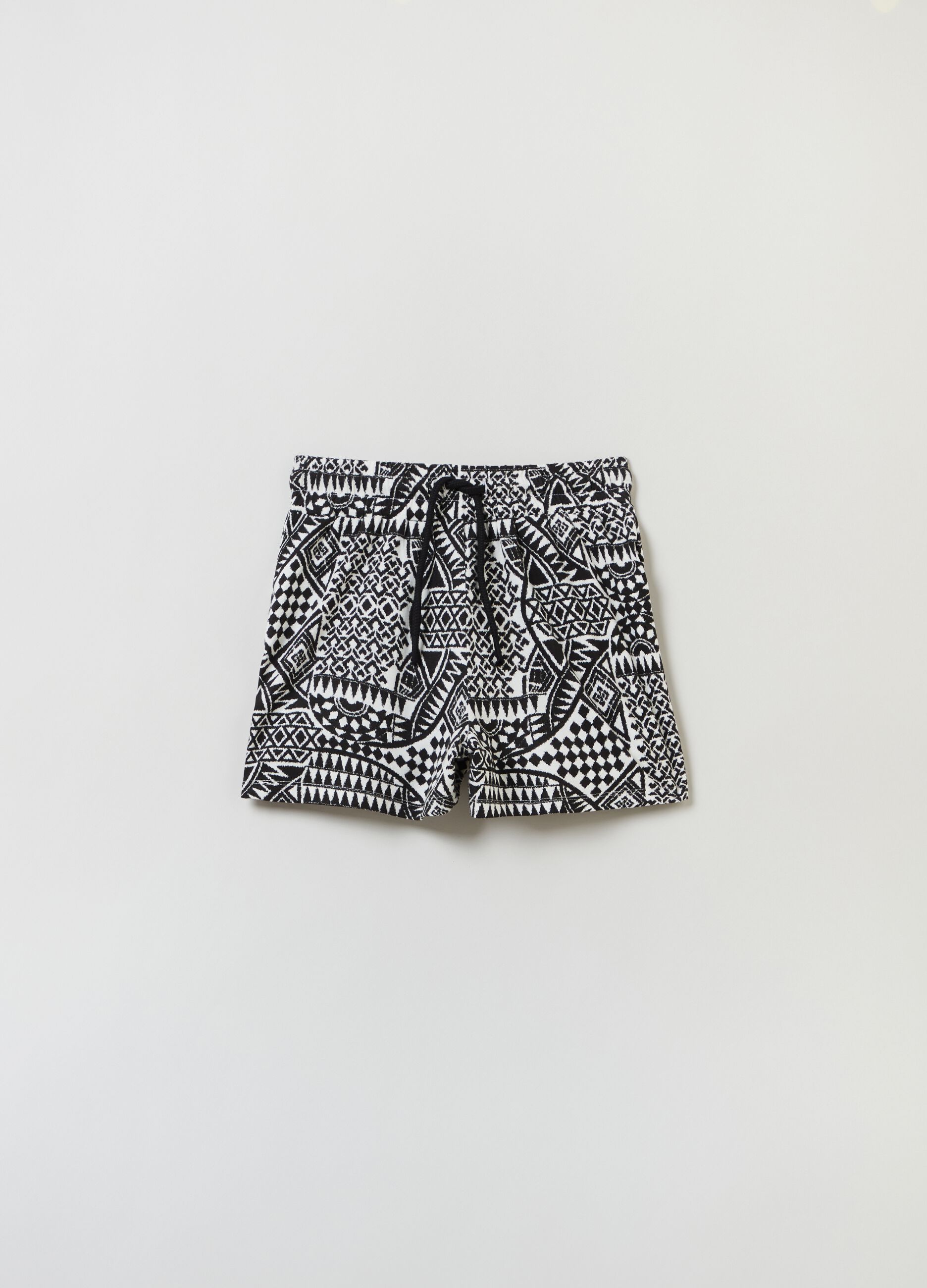 Shorts in jersey con stampa etnica all-over_0
