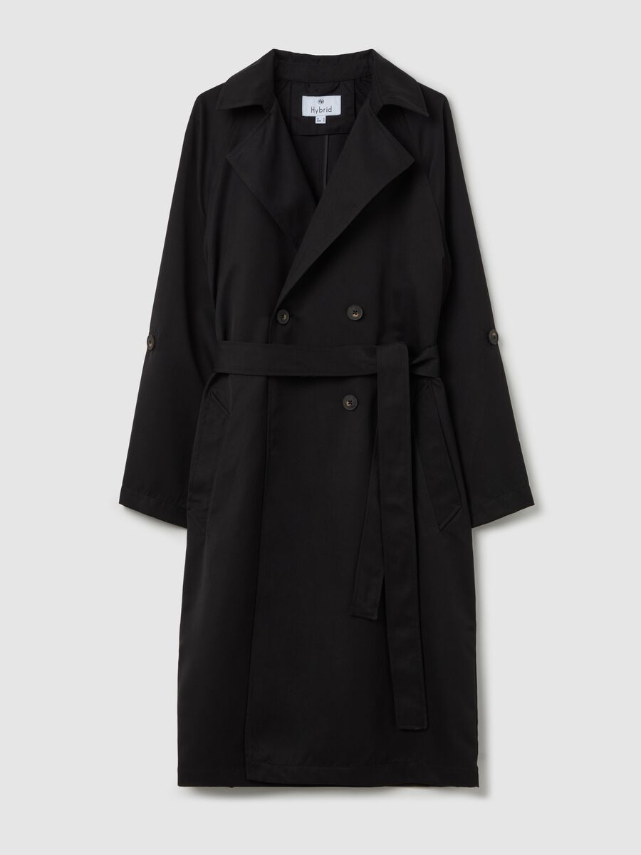 Double-breasted trench coat with buttons and belt_4