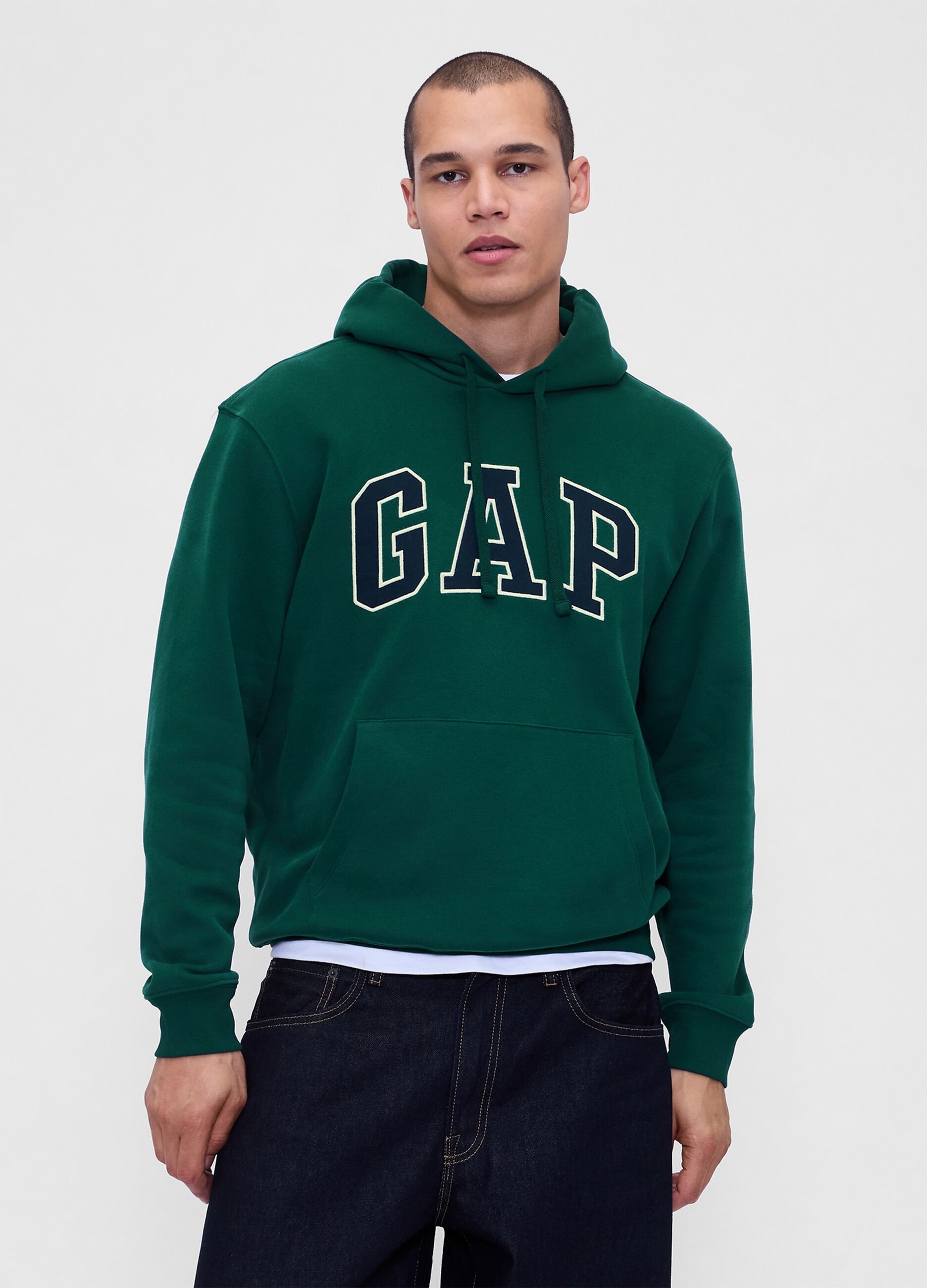 Felpa verde con cappuccio