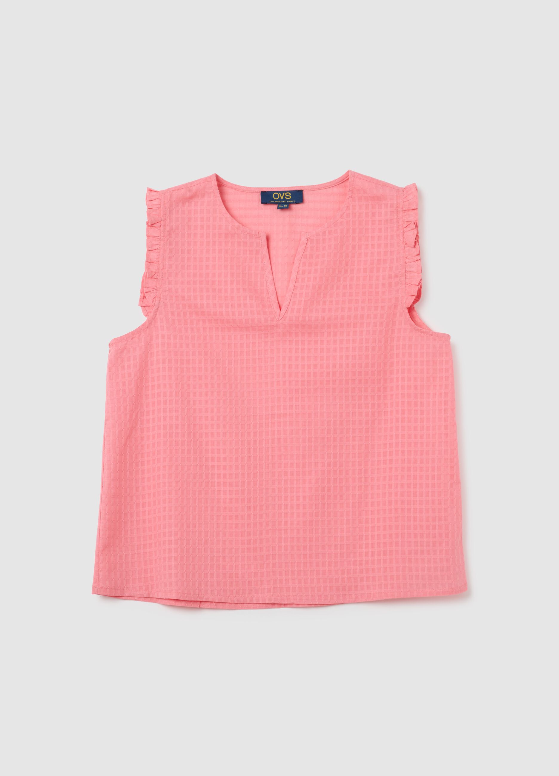 Top da donna in puro cotone rosa regular fit