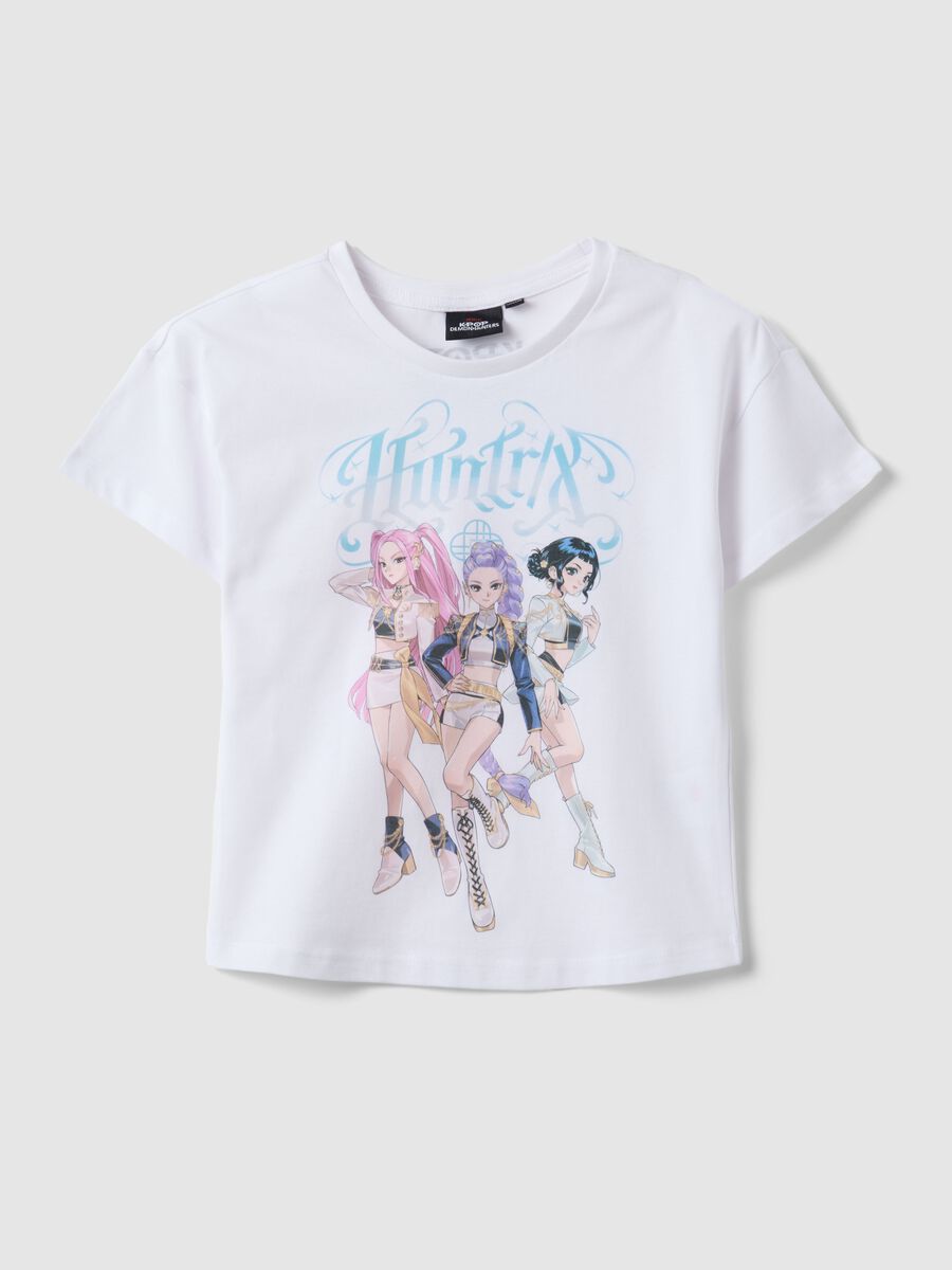T-shirt bianca in puro cotone con stampa K-Pop Demon Hunters regular fit_0