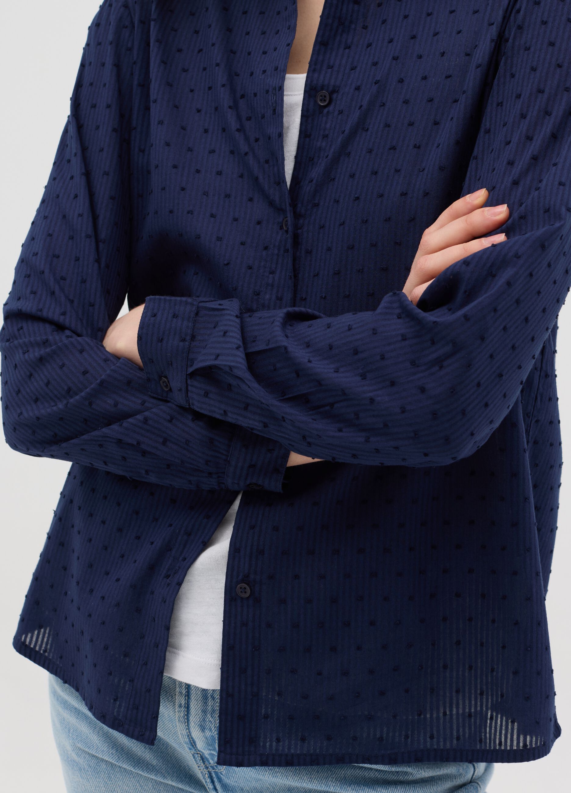 Camicia da donna in puro cotone blu regular fit