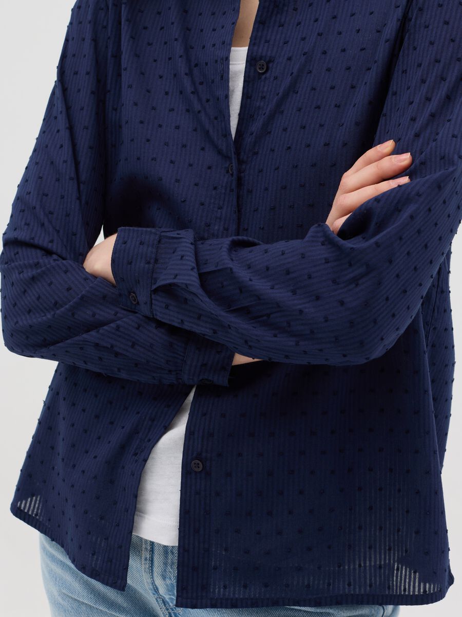 Women’s blue, regular-fit shirt in 100% cotton_3