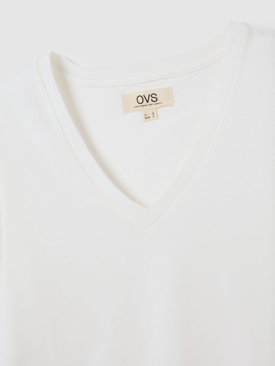 Women’s white regular-fit T-shirt in 100% cotton with round neck_5