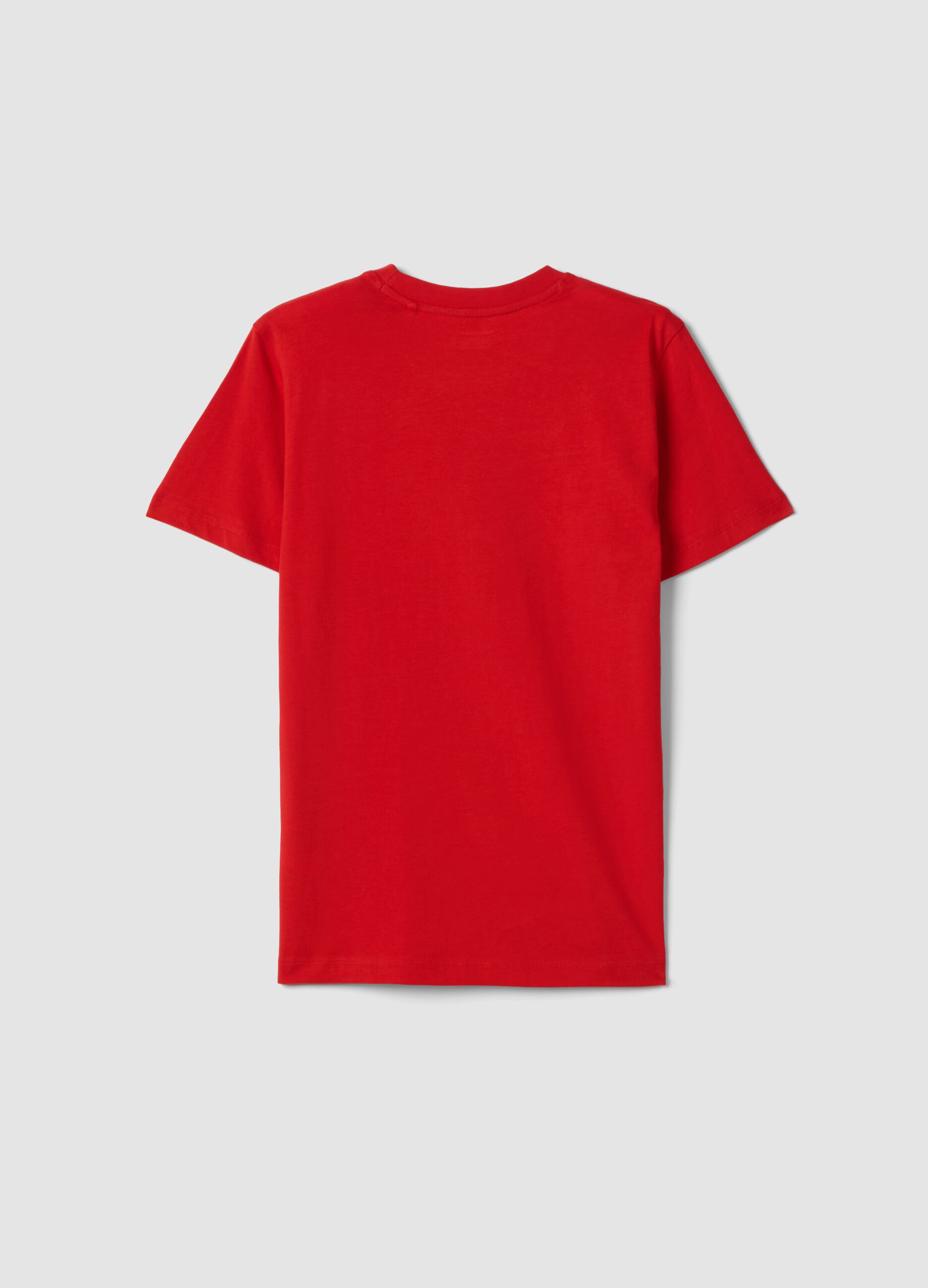 Boys&rsquo; red pure cotton T-shirt, regular fit