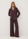 Brown stretch viscose pyjamas with V-neck_0