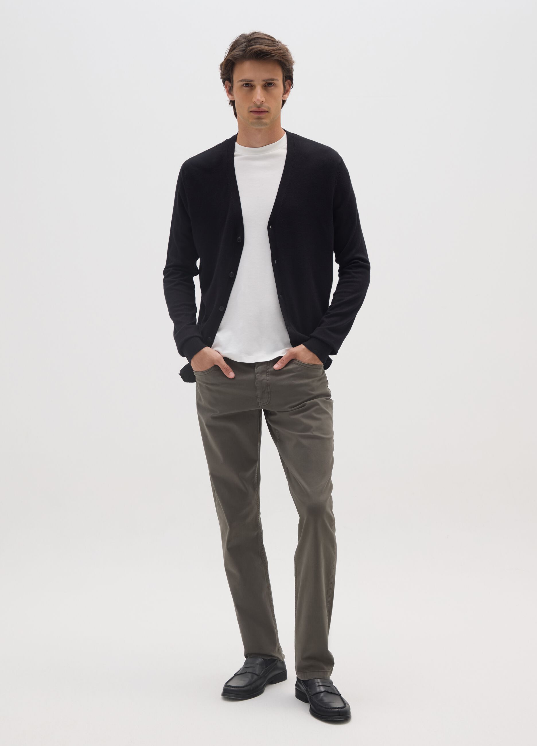 Slim Fit Green Cotton Trousers