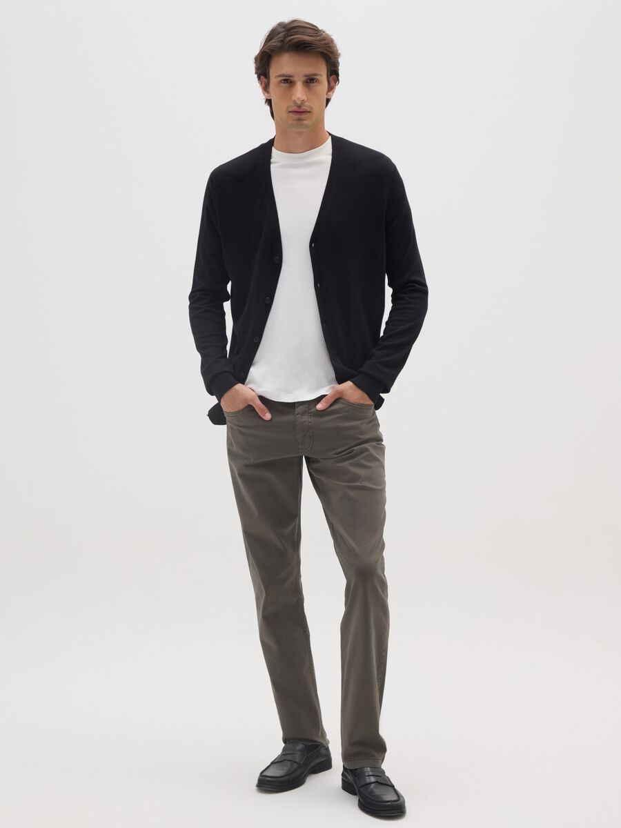 Slim Fit Green Cotton Trousers_0