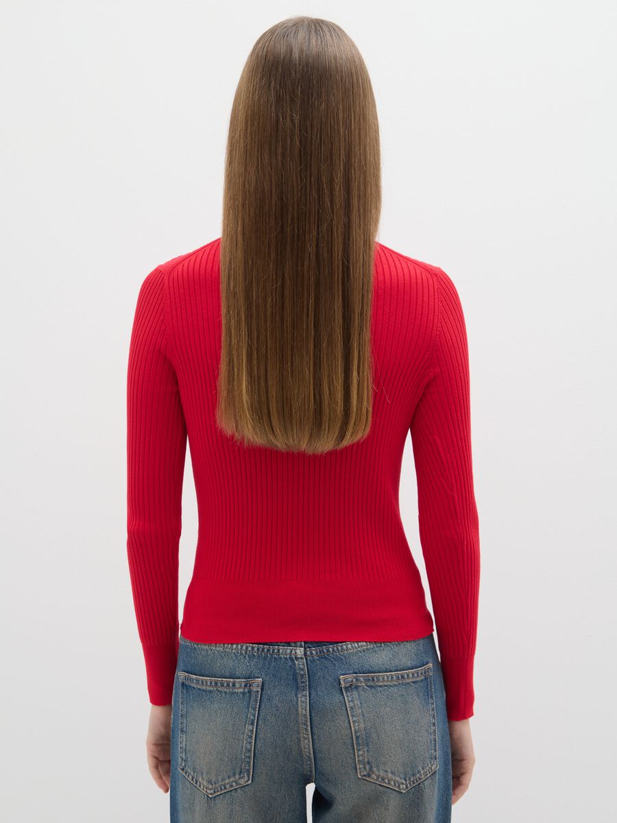 Maglione a collo alto rosso vestibilità fitted_3