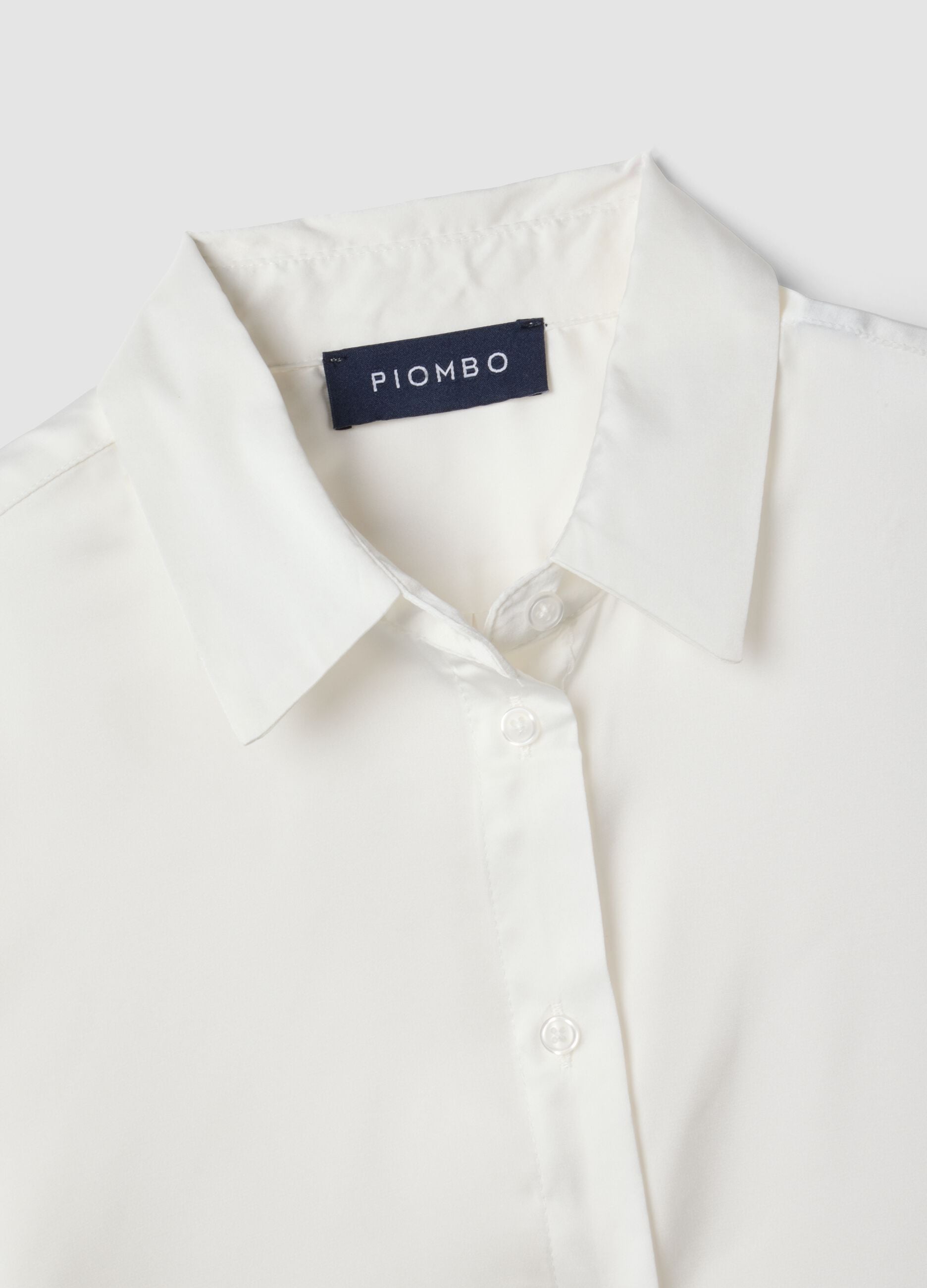 White stretch-fabric shirt with classic collar, regular fit