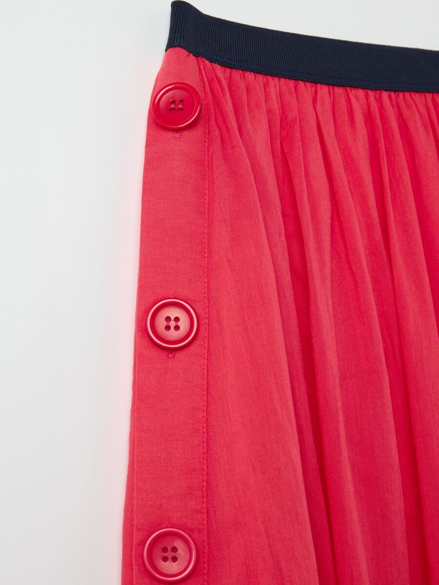Red cotton midi skirt_5