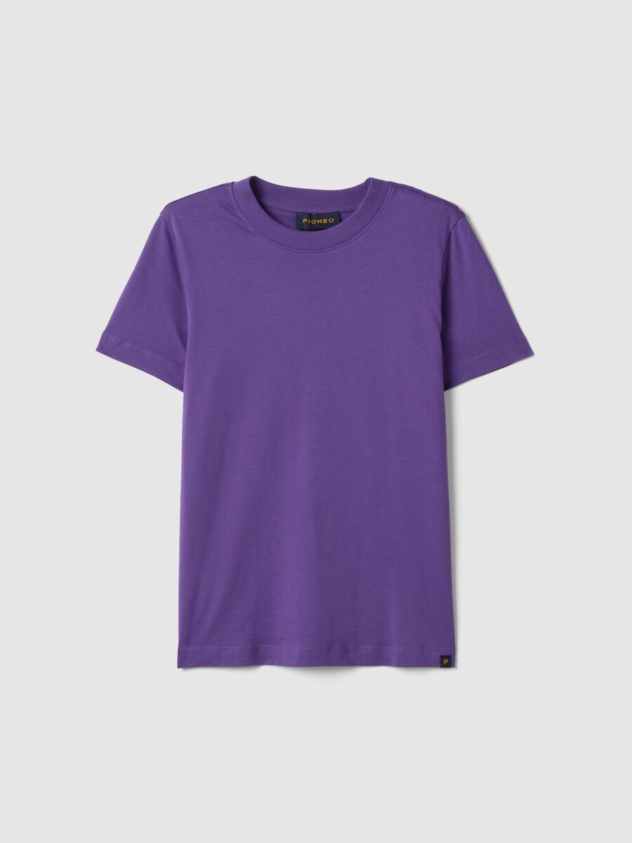 Short sleeve purple pure cotton T-shirt regular fit_4