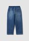 Jogger denim blu in cotone elasticizzato con vita elasticizzata per bambino_1