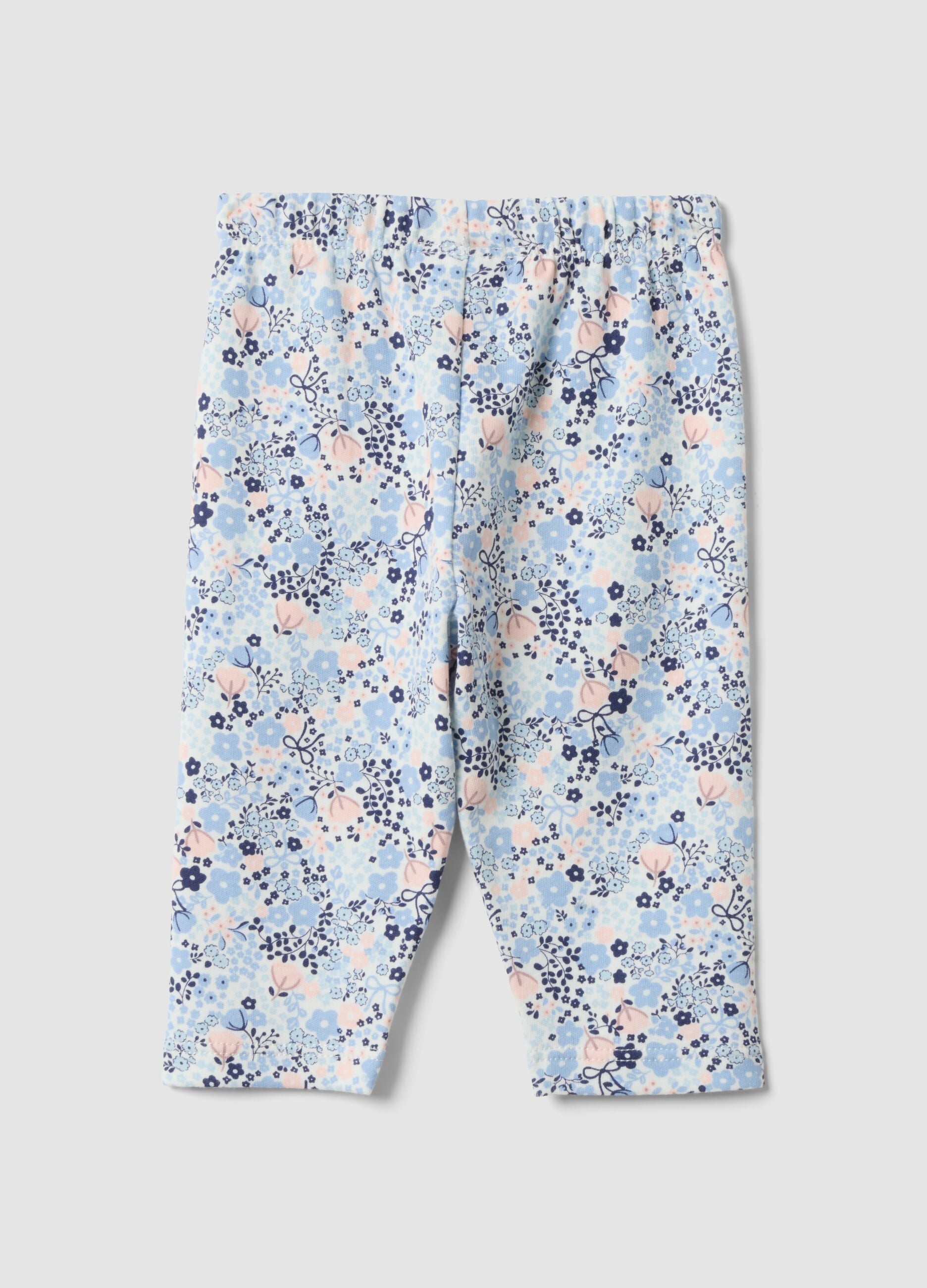 Leggings multicolor in puro cotone organico con stampa floreale per neonata
