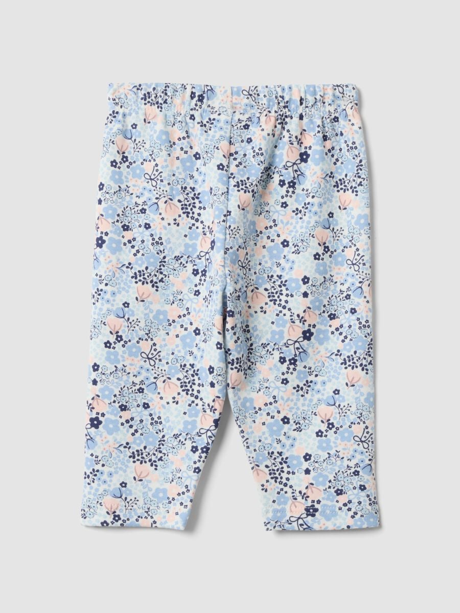 Leggings multicolor in puro cotone organico con stampa floreale per neonata_1