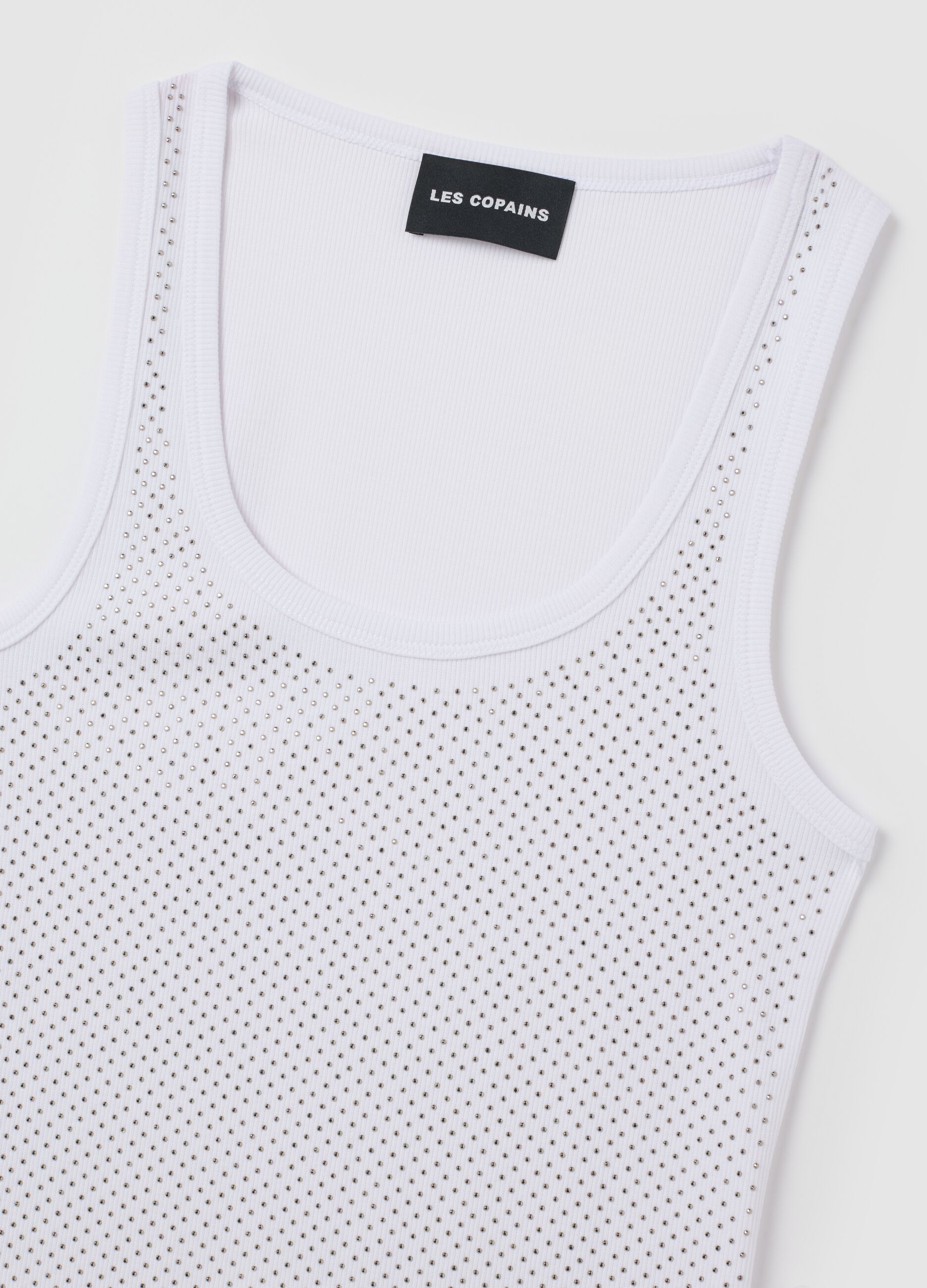 Women's White Blend Fitted Tank Top