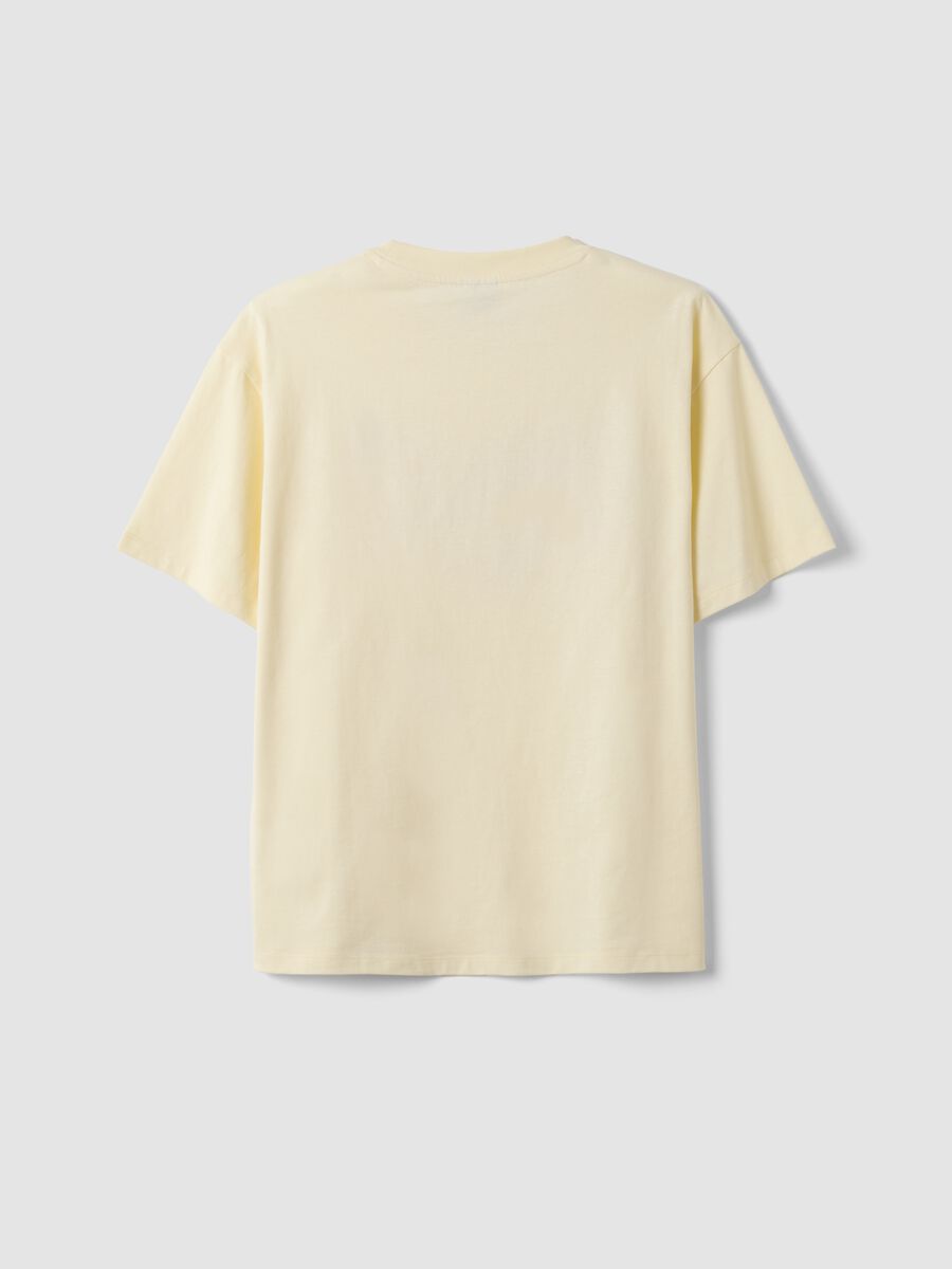 White pure cotton T-shirt with front print, regular fit_6