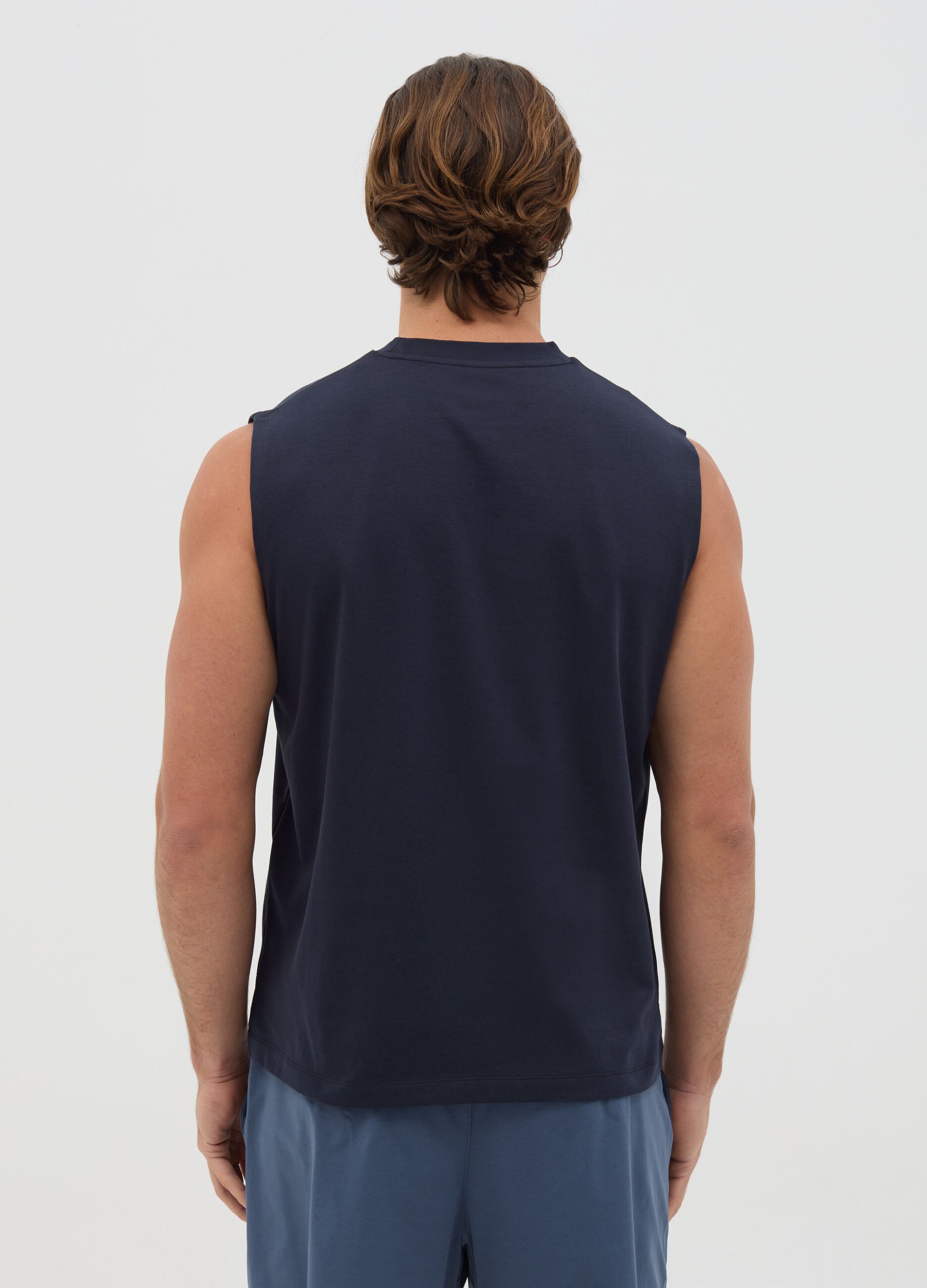 Canotta da uomo in misto blu relaxed fit