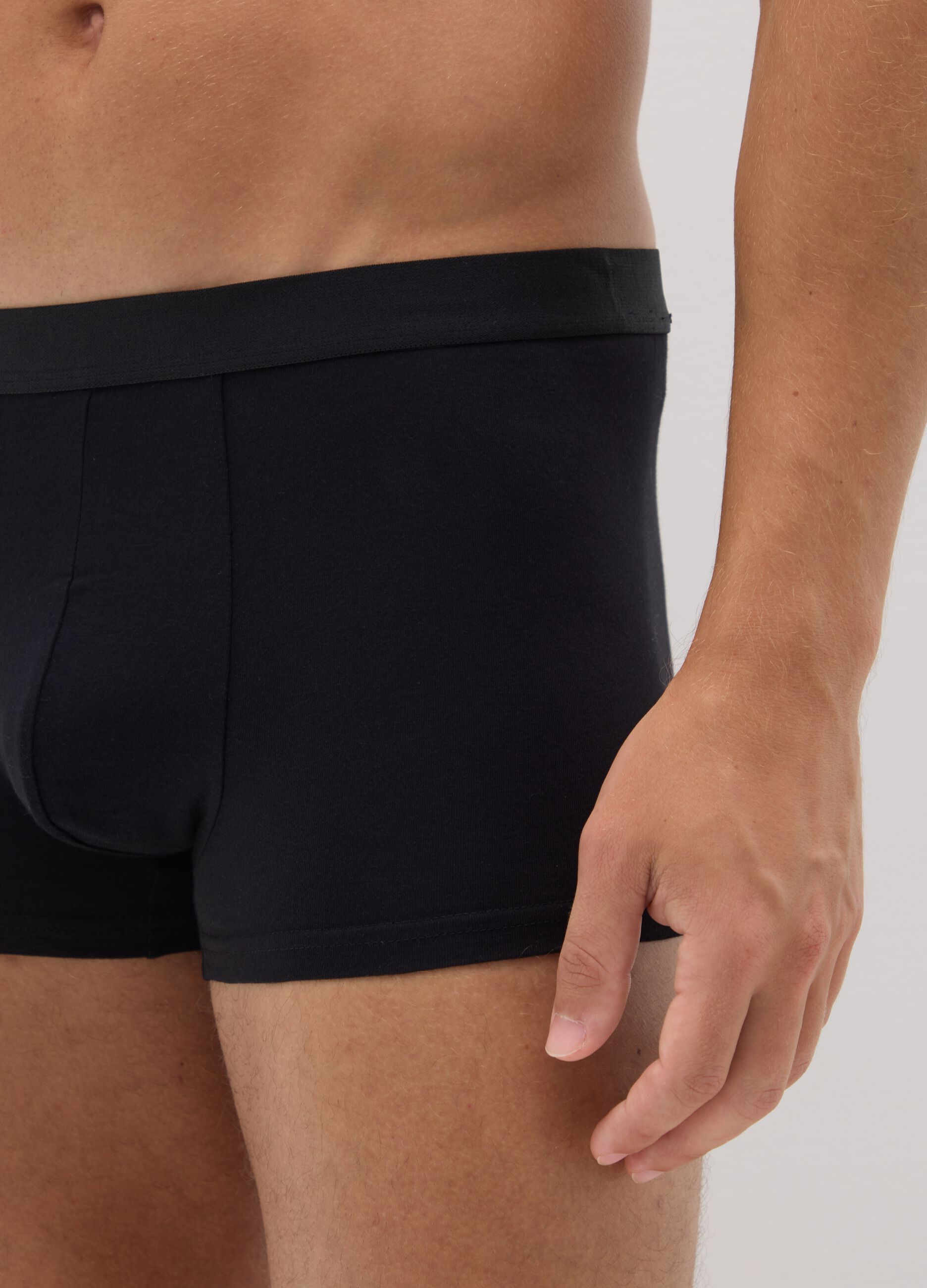 Regular fit black cotton boxer set