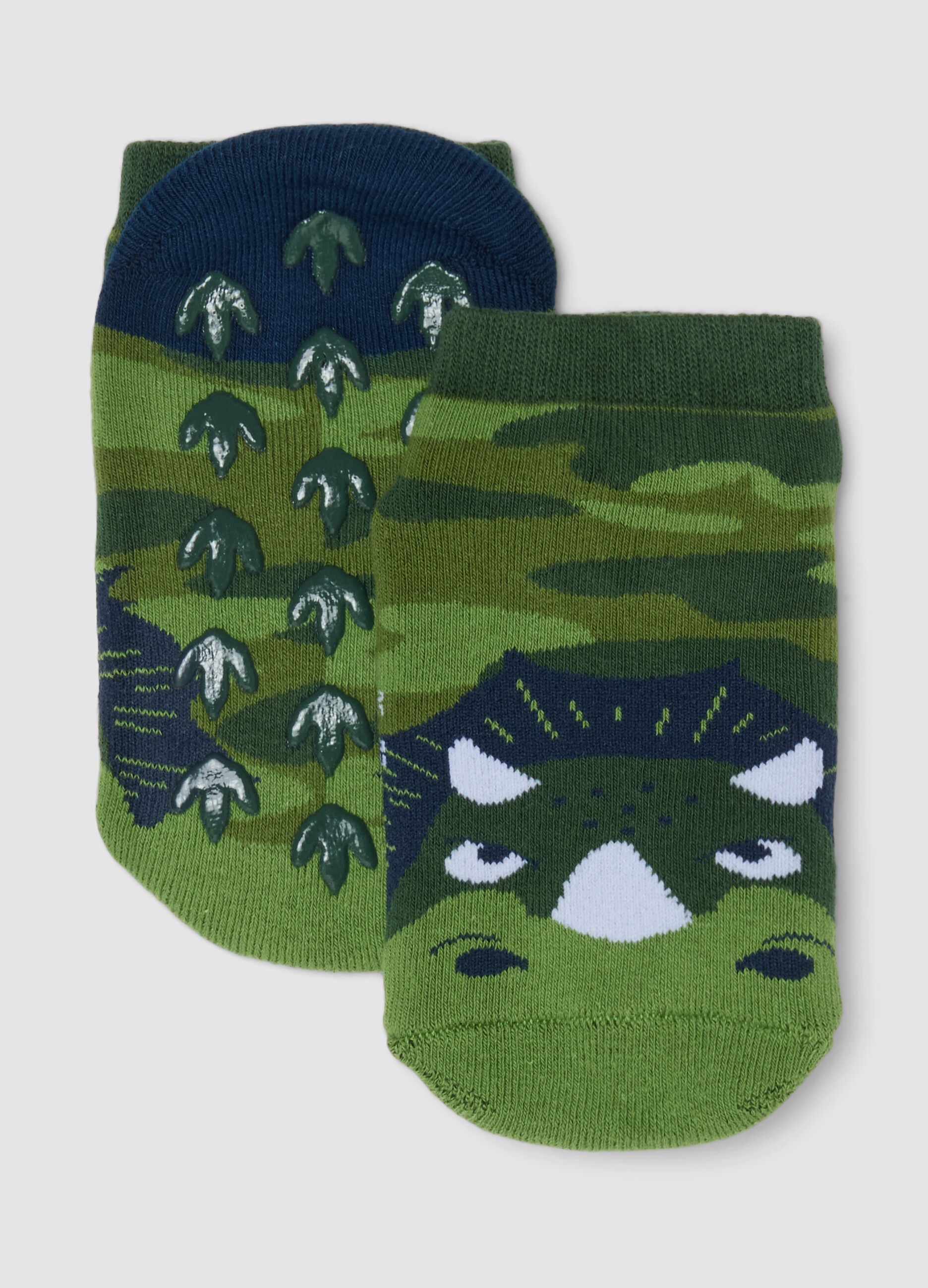 Multicoloured cotton blend socks for children with dinosaur design