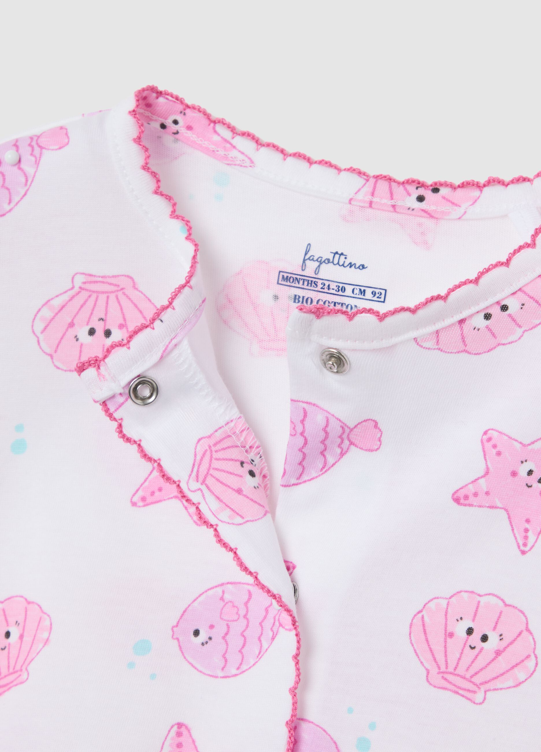 Summer baby girl rompers in pure pink cotton with regular fit prints