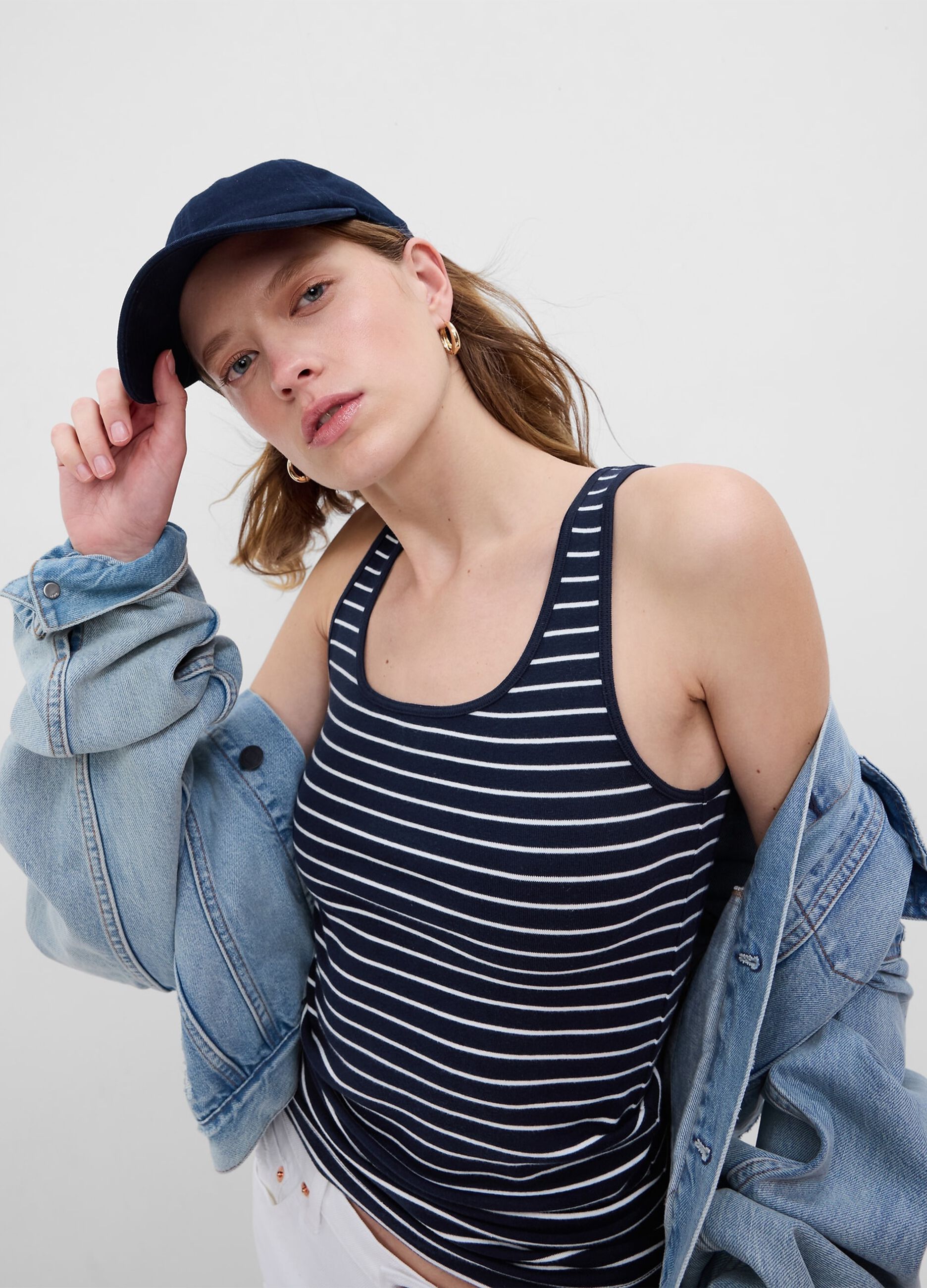 Ovs Tank top in cotone e modal stretch a righe