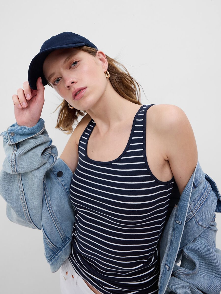 Stretch modal and cotton tank top with stripes_0