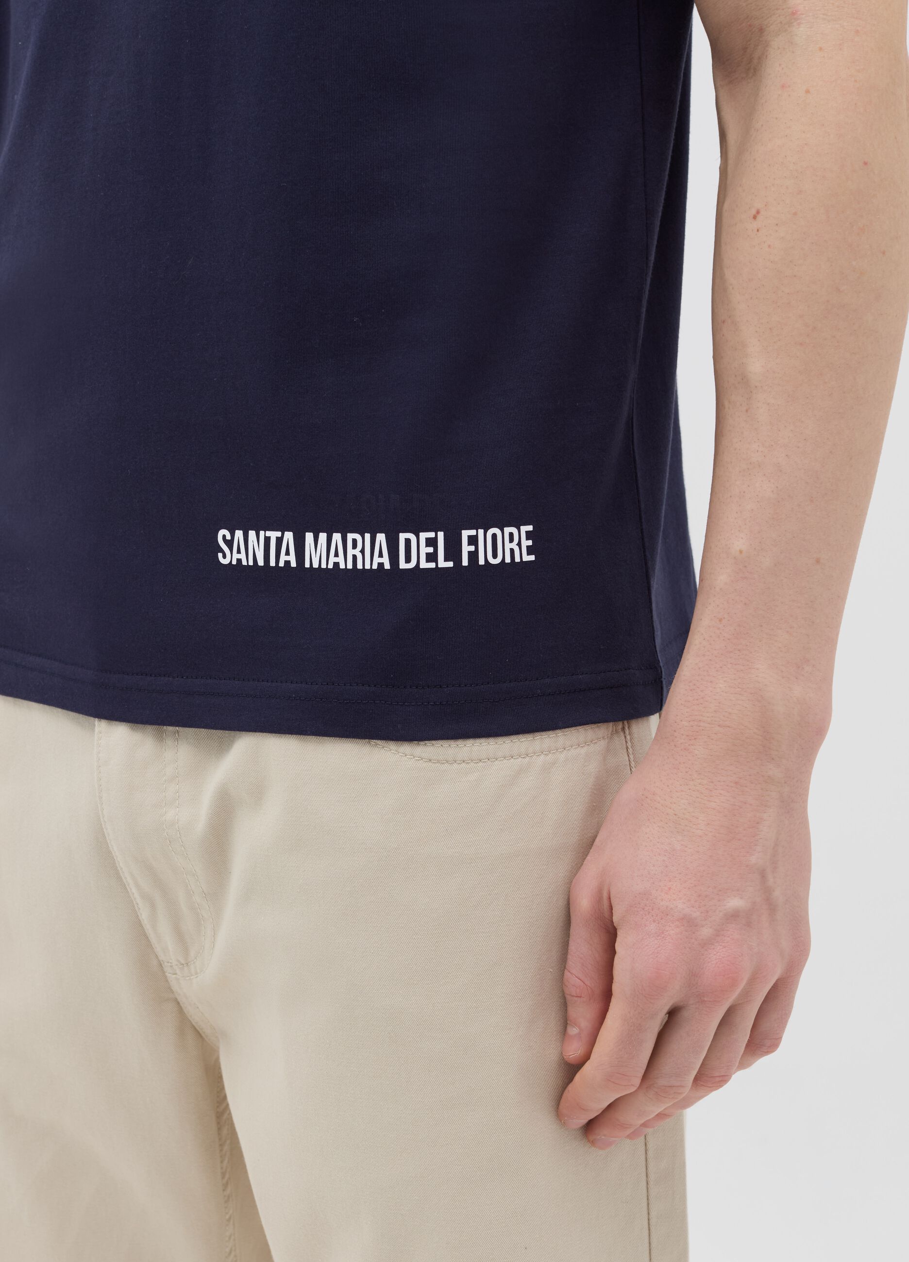 Cotton T-shirt with Santa Maria del Fiore coordinates print