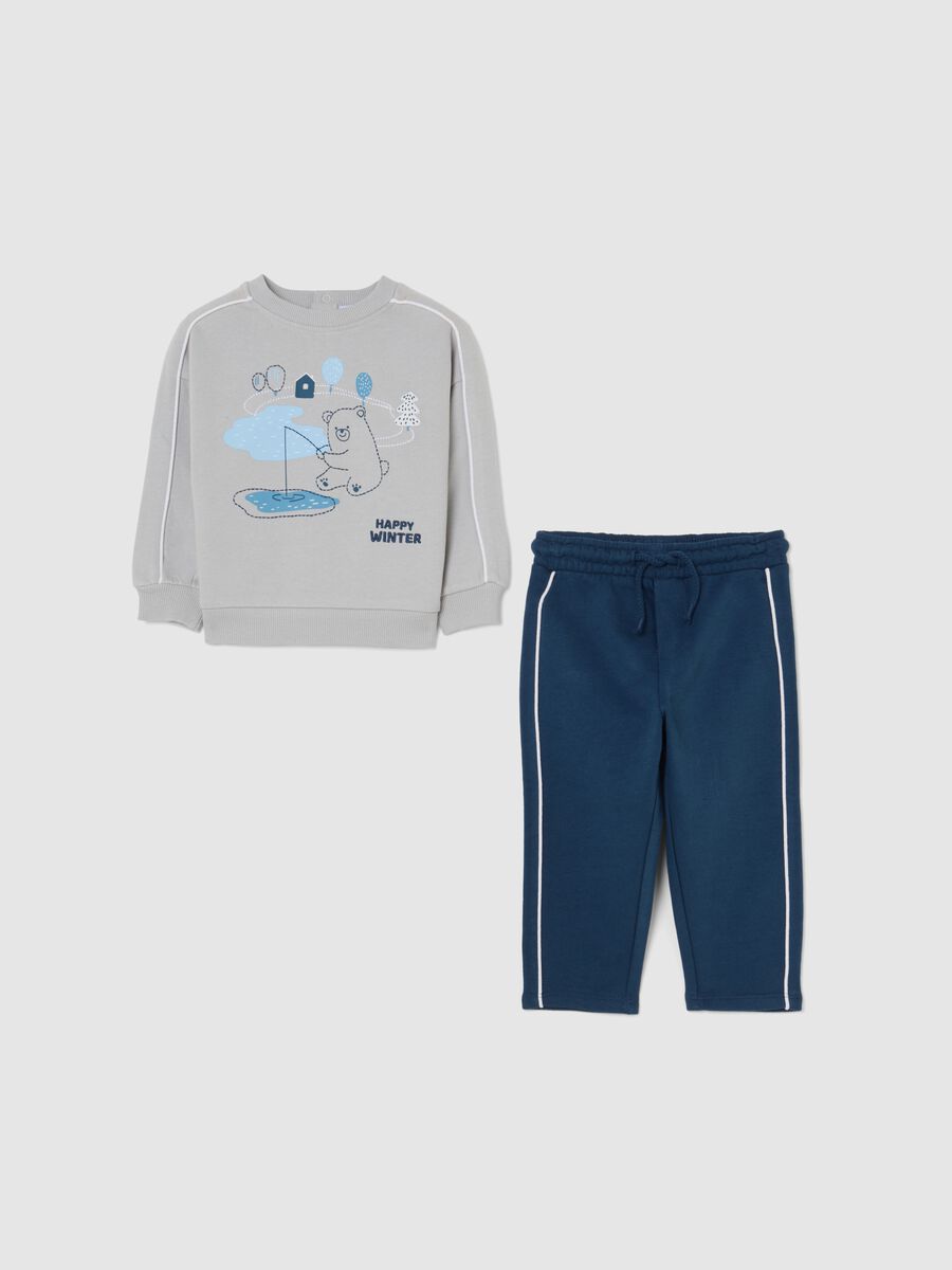 Set felpa pantalone multicolor da bimbo in puro cotone regular fit_0