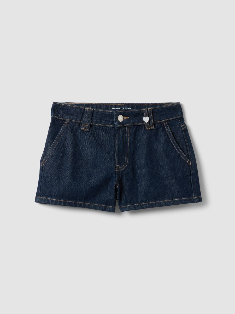 Blue denim shorts in pure cotton_0