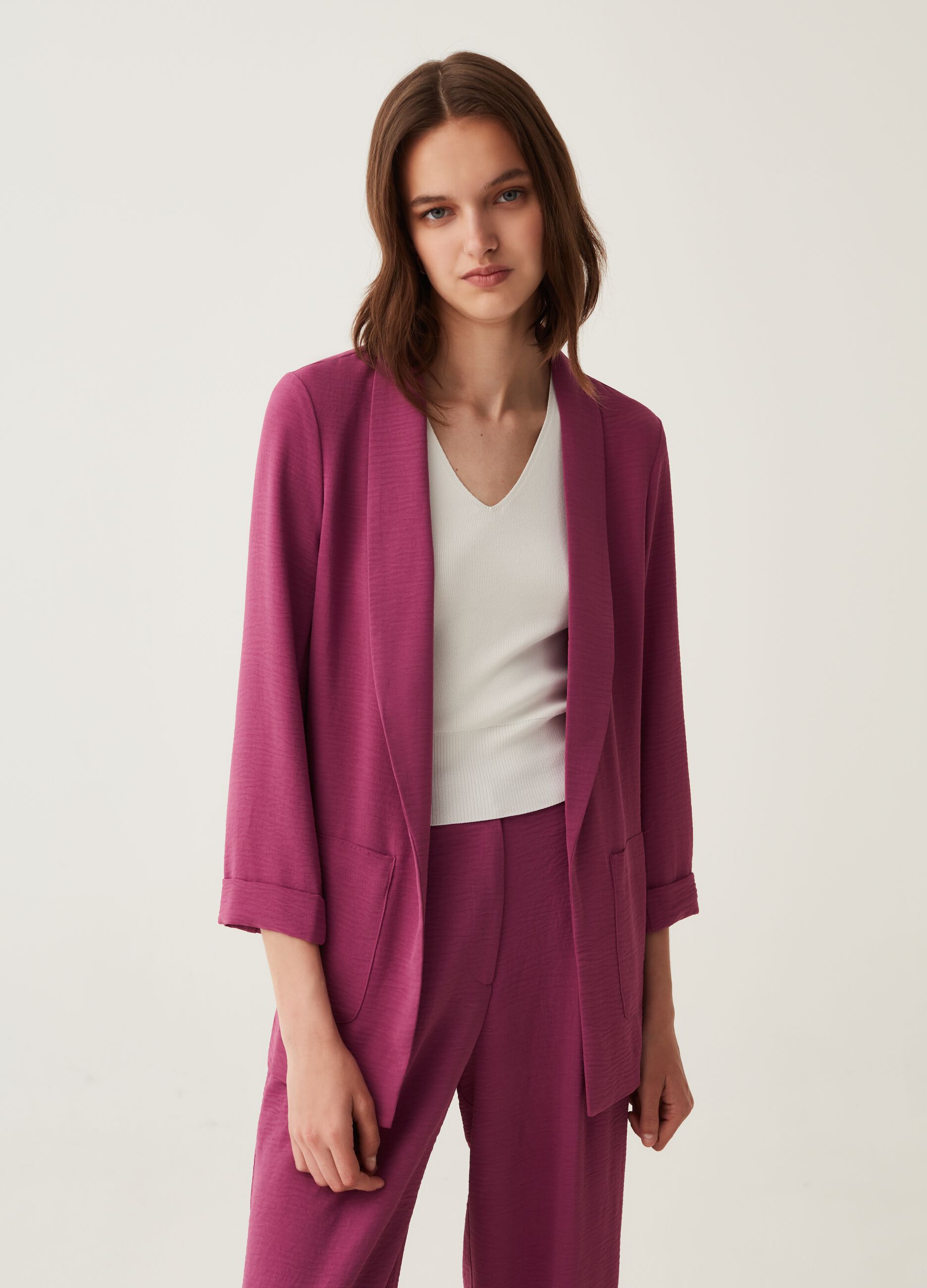 Blazer aperto in tessuto fluido_1