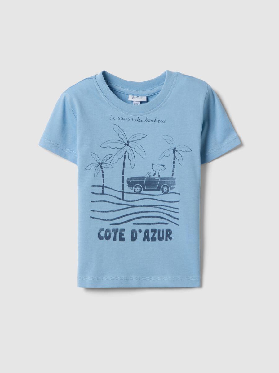 T-shirt in puro cotone azzurra da bimbo regular fit con stampa_0