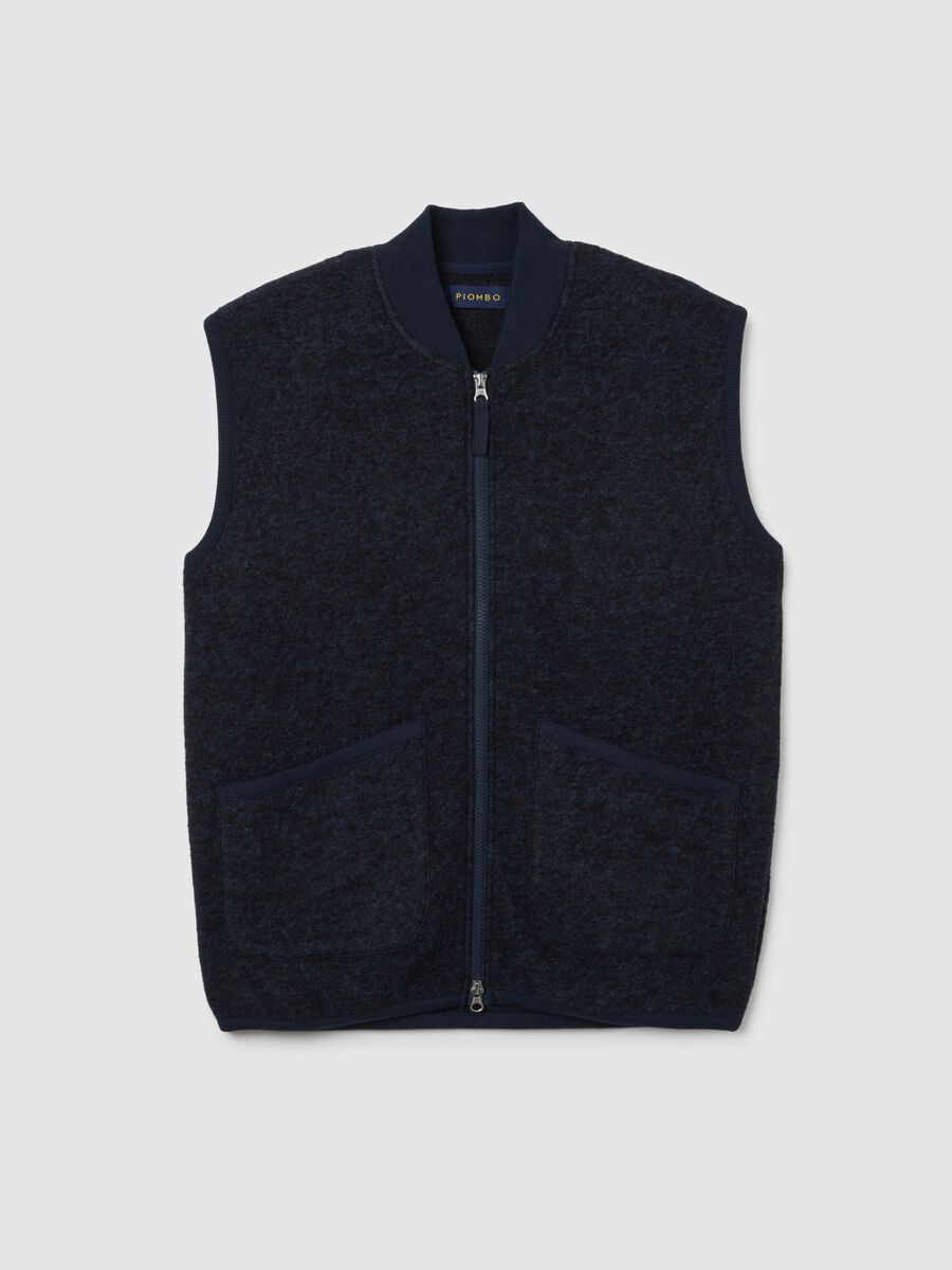 Blue Wool Blend Waistcoat_0