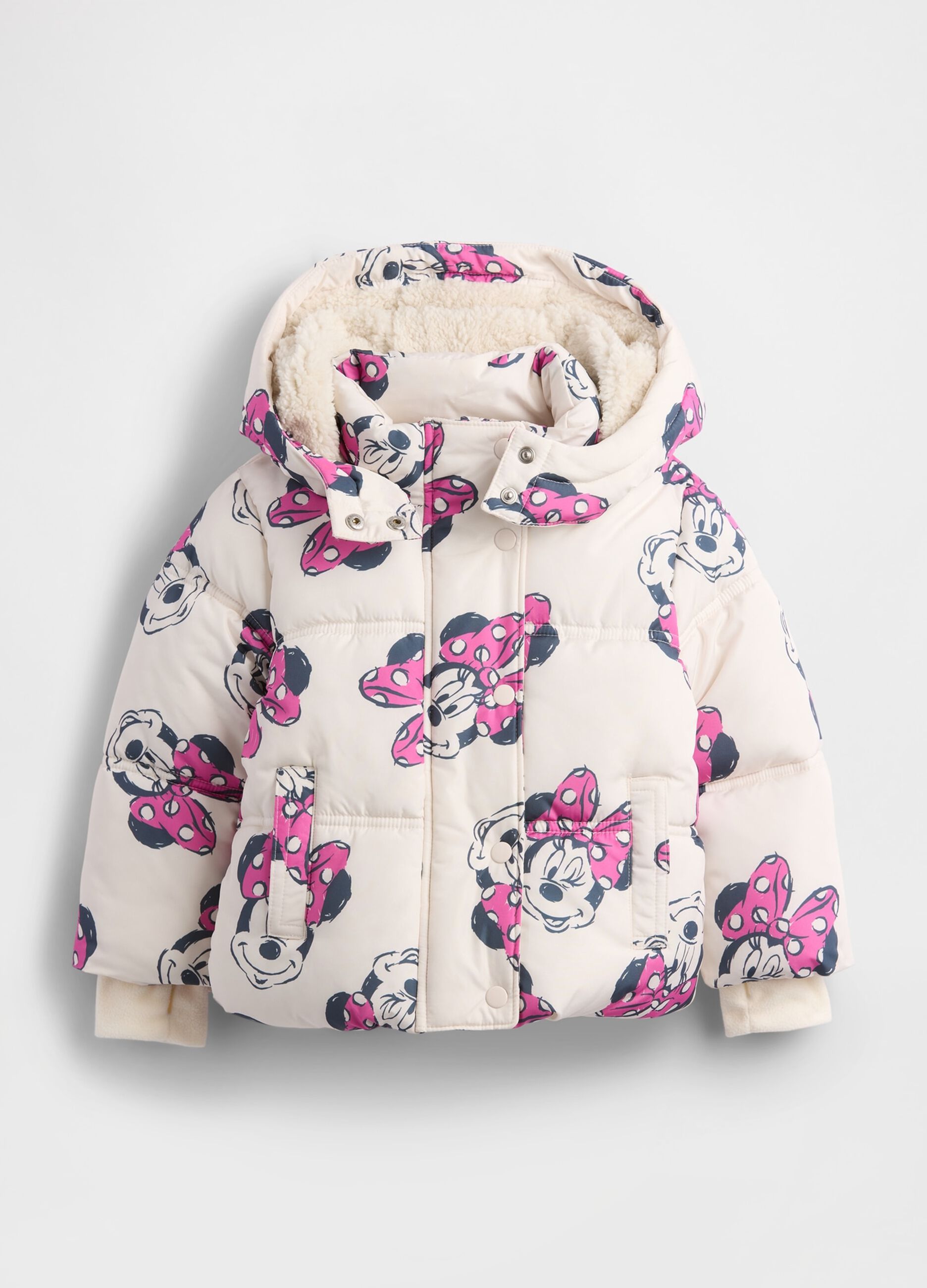 Beige Padded Jacket with Disney Print