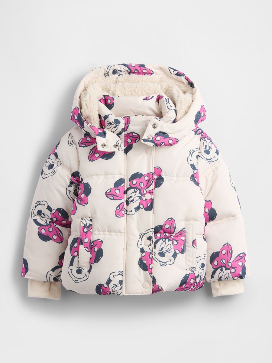 Beige Padded Jacket with Disney Print_0