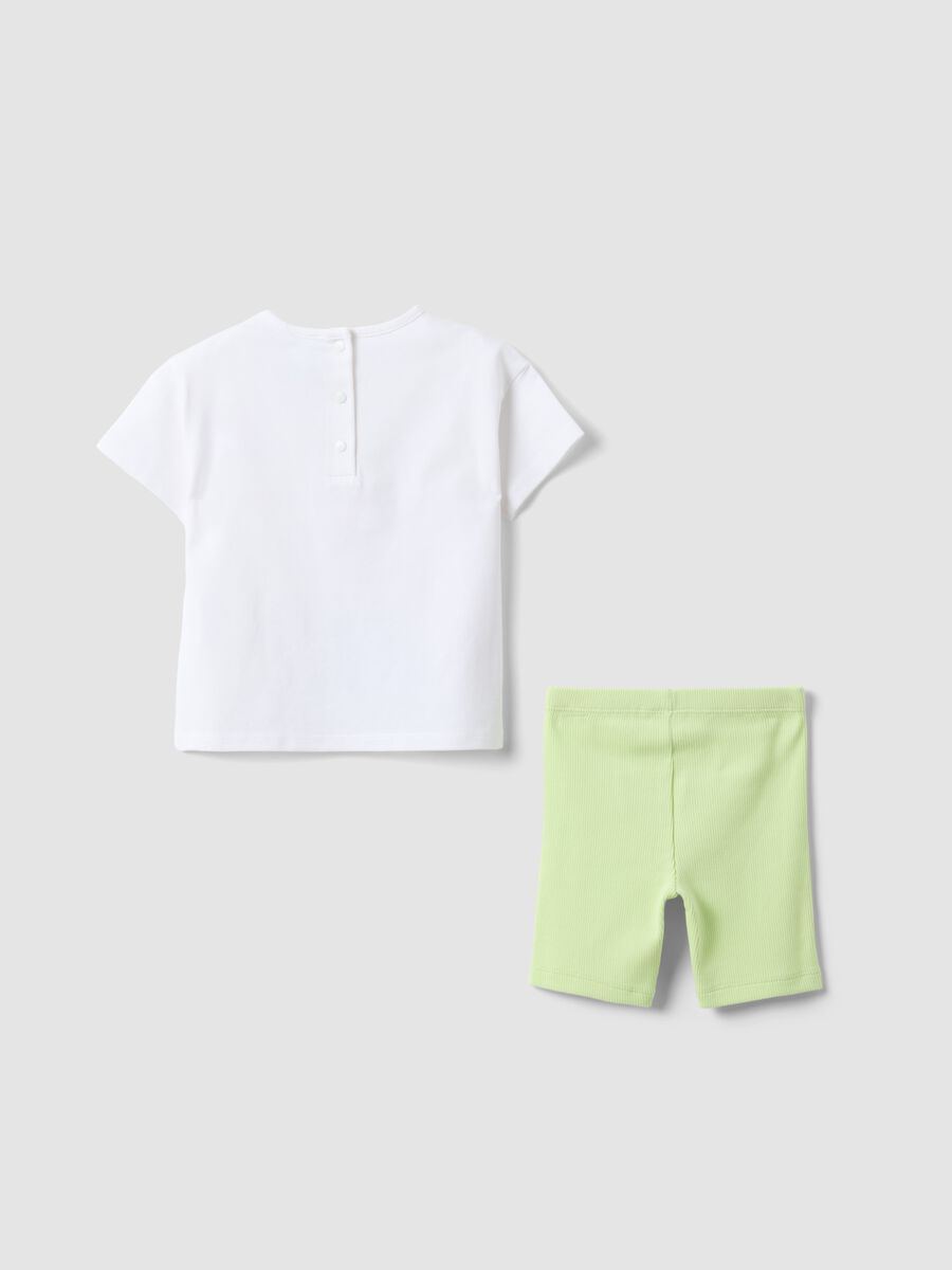 Completo multicolor in cotone elasticizzato per bimba con stampa Stitch_1