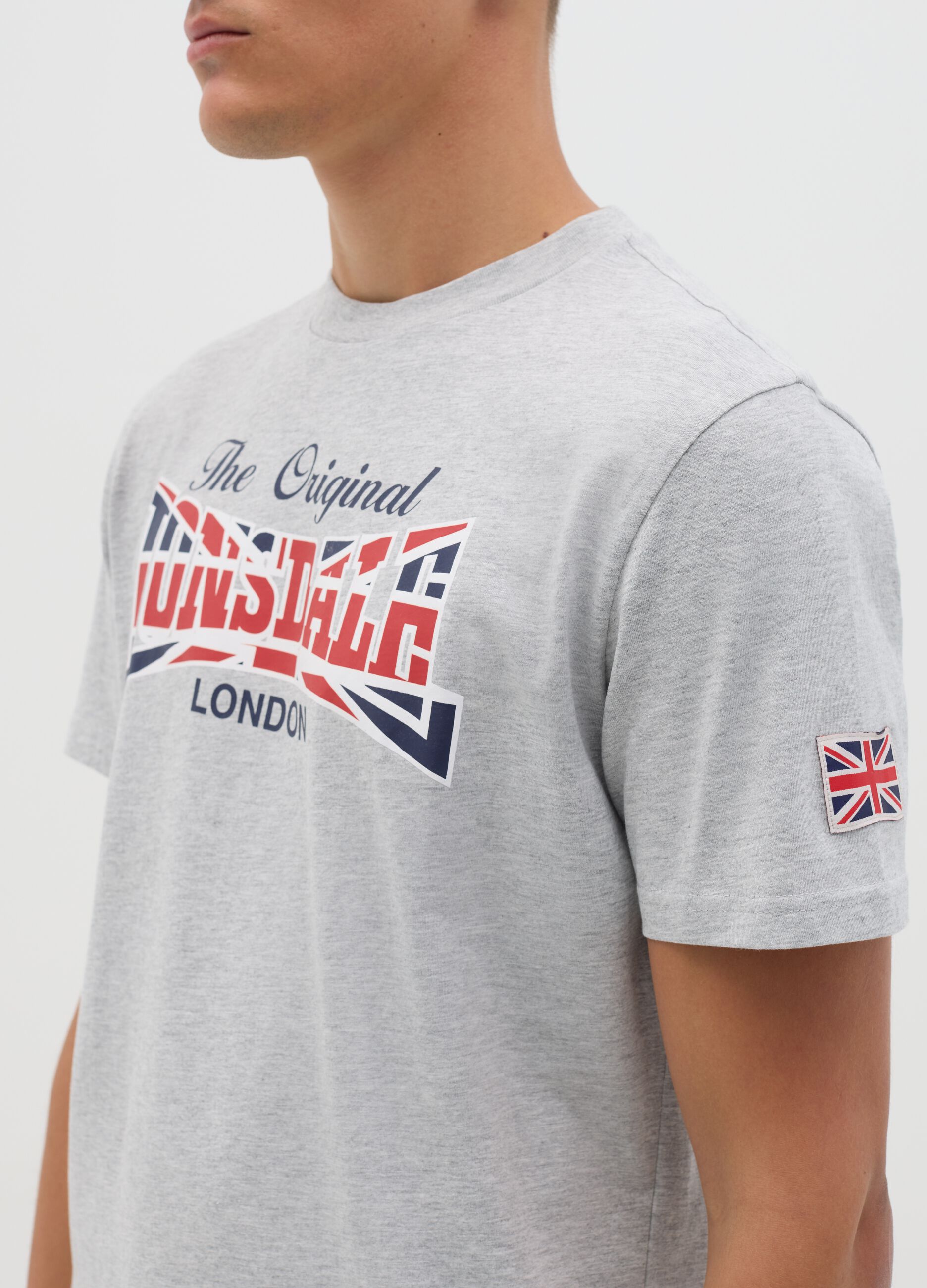 Gray short sleeve Lonsdale T-shirt with print