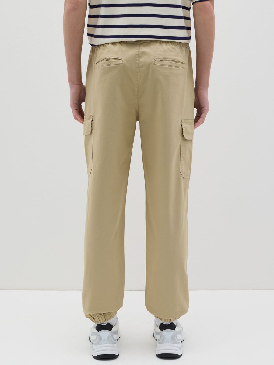 Beige cargo joggers with drawstring_3