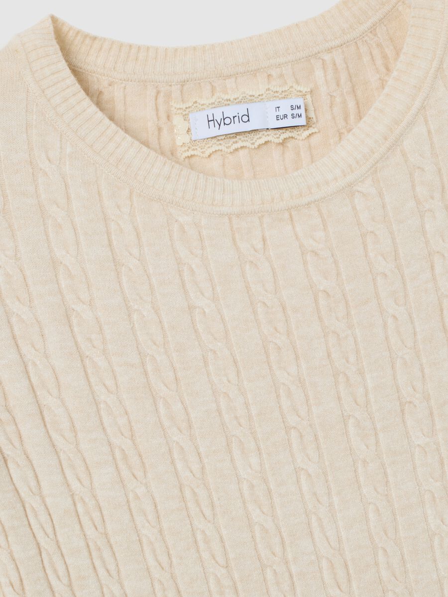 Beige jumper with cable knit design_1