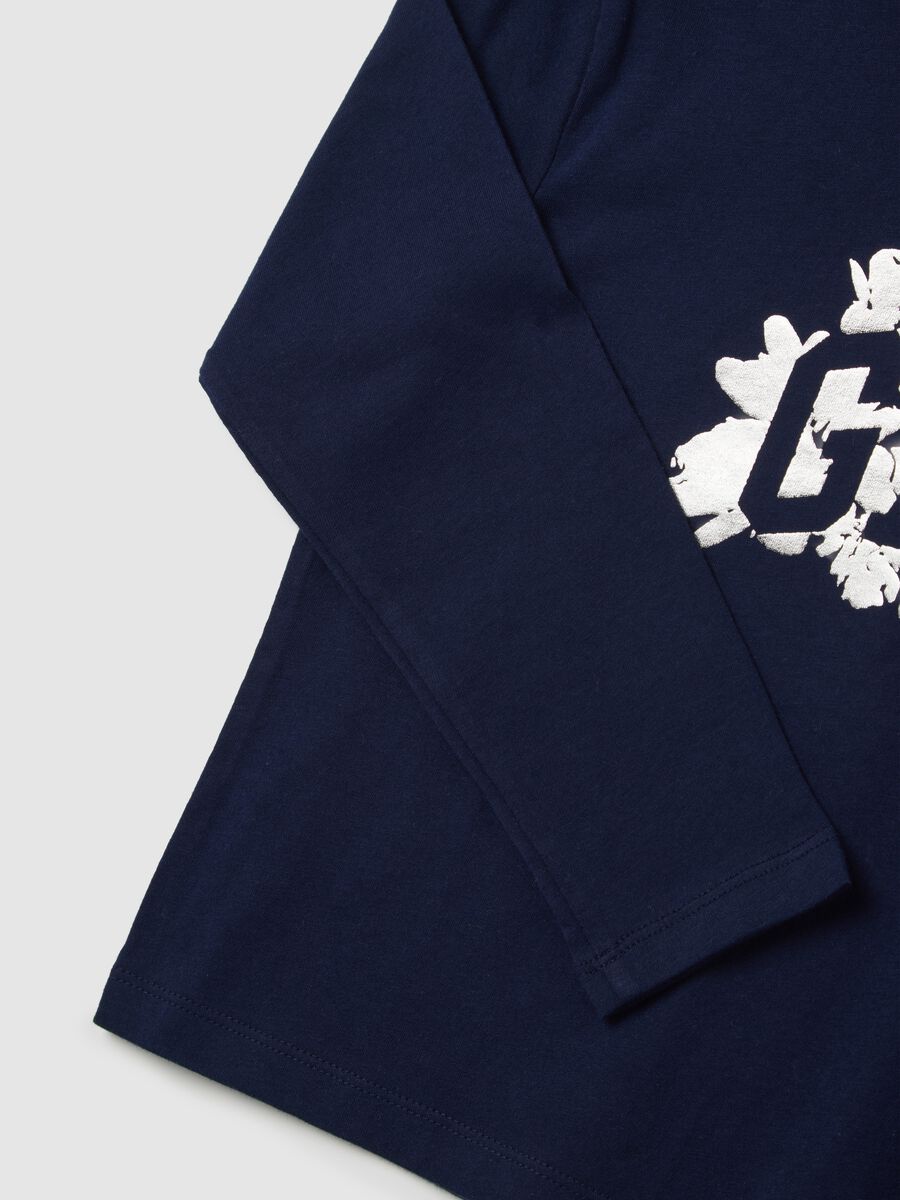 Blue T-shirt with long sleeves and logo_2