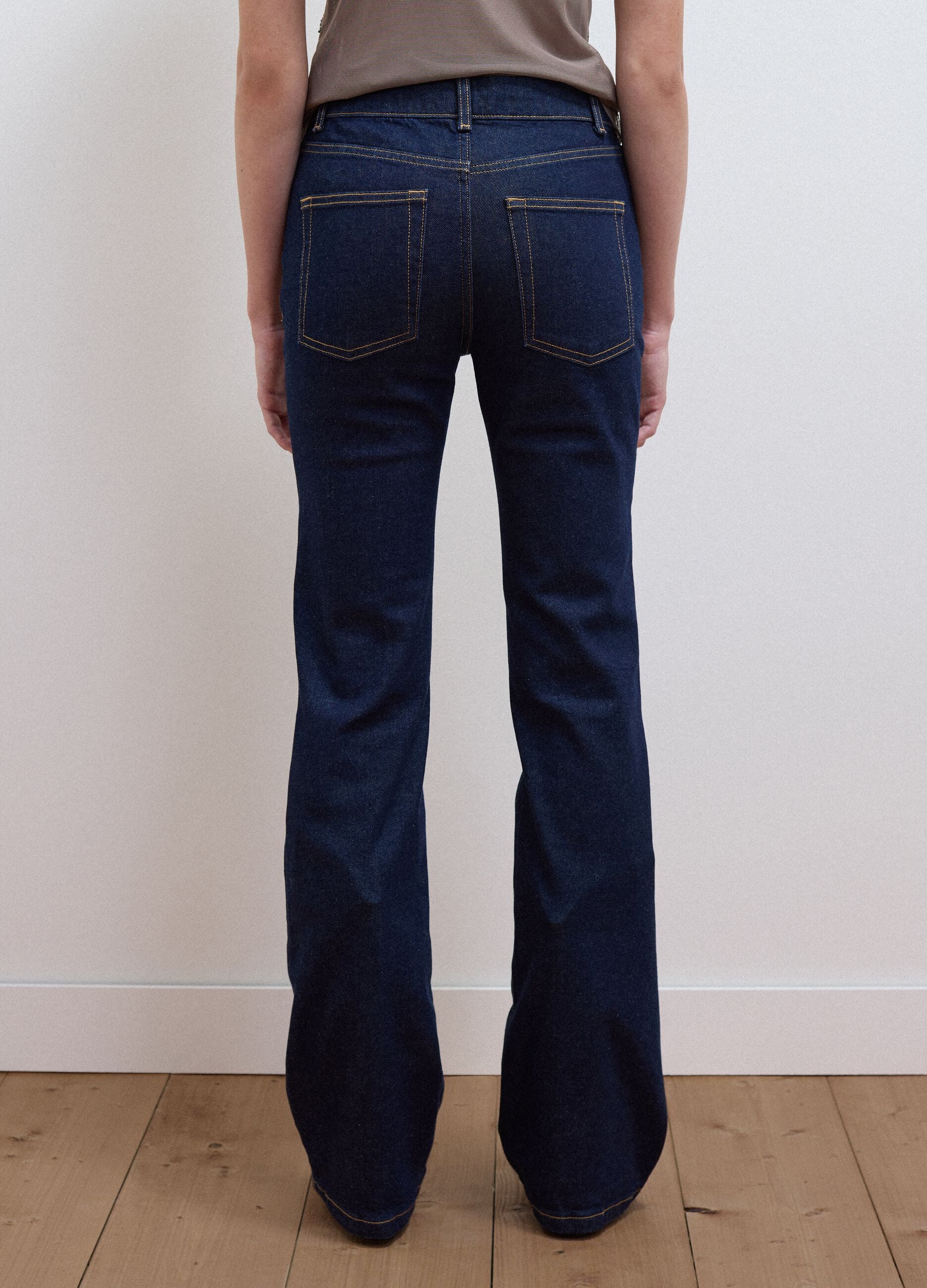 Blue stretch-cotton bootcut jeans