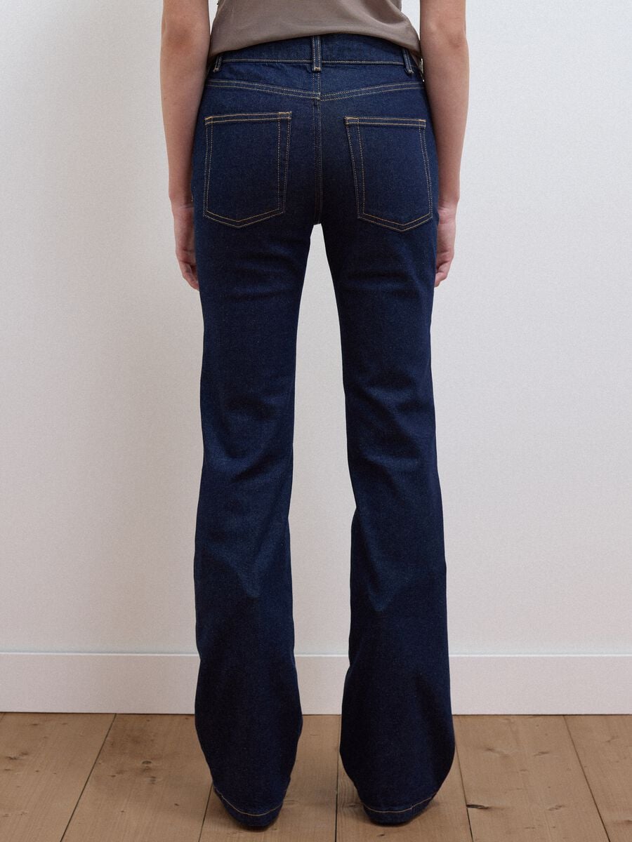 Blue stretch-cotton bootcut jeans_3