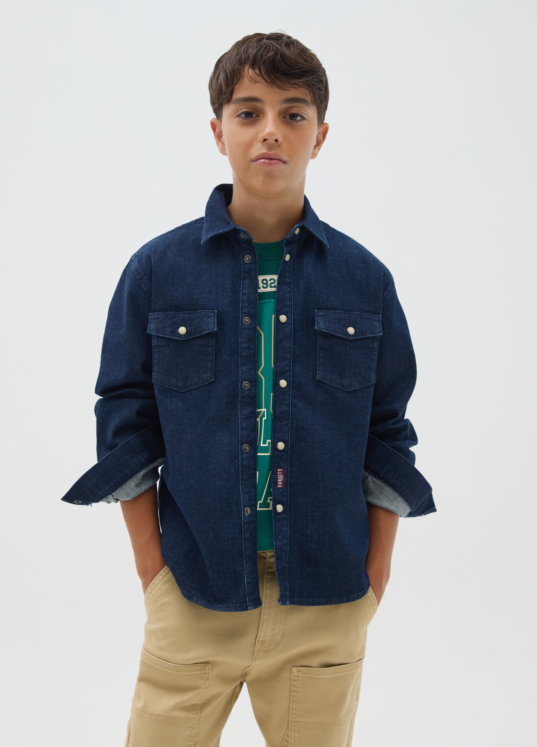 Boys' Blue Denim Shirt Regular Fit