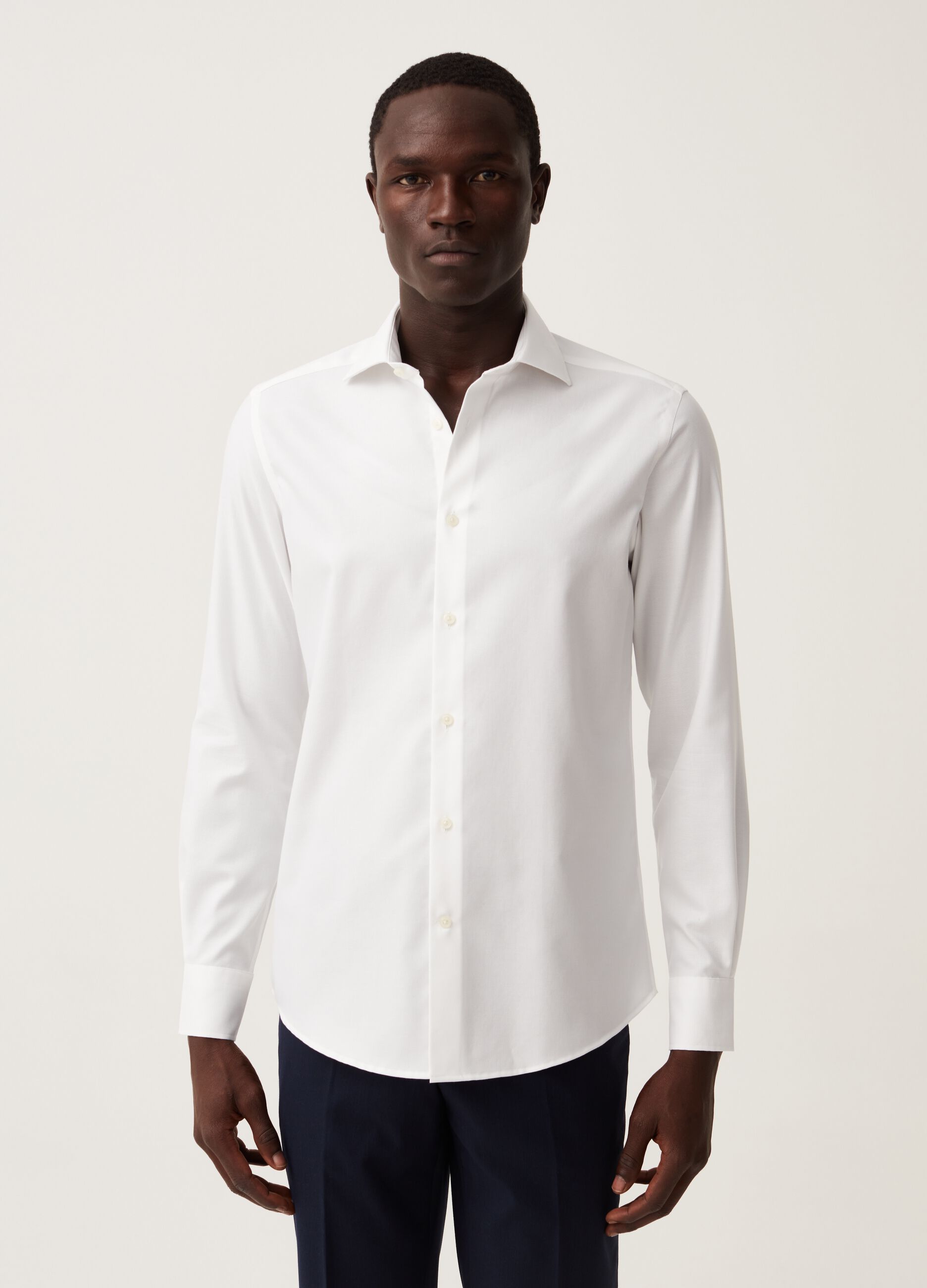 Ovs Camicia slim fit no stiro tinta unita